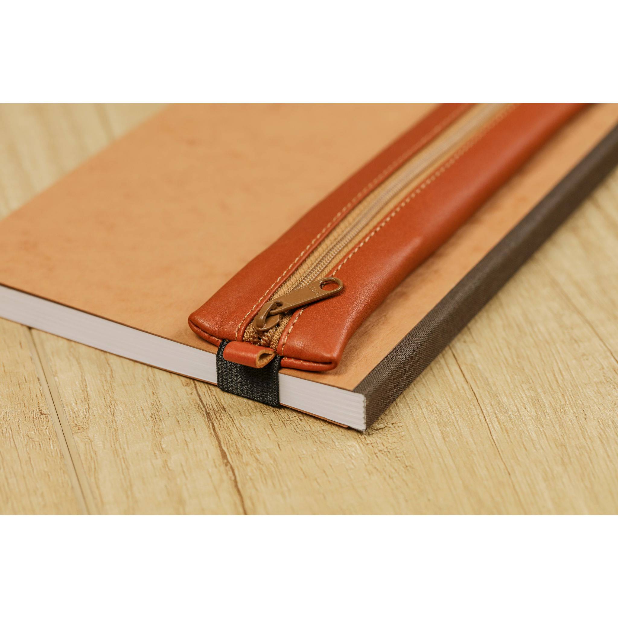 Clairefontaine 5x Schlampermäppchen Leder Notizbuch, 20x4,5 cm Tabak 77036C