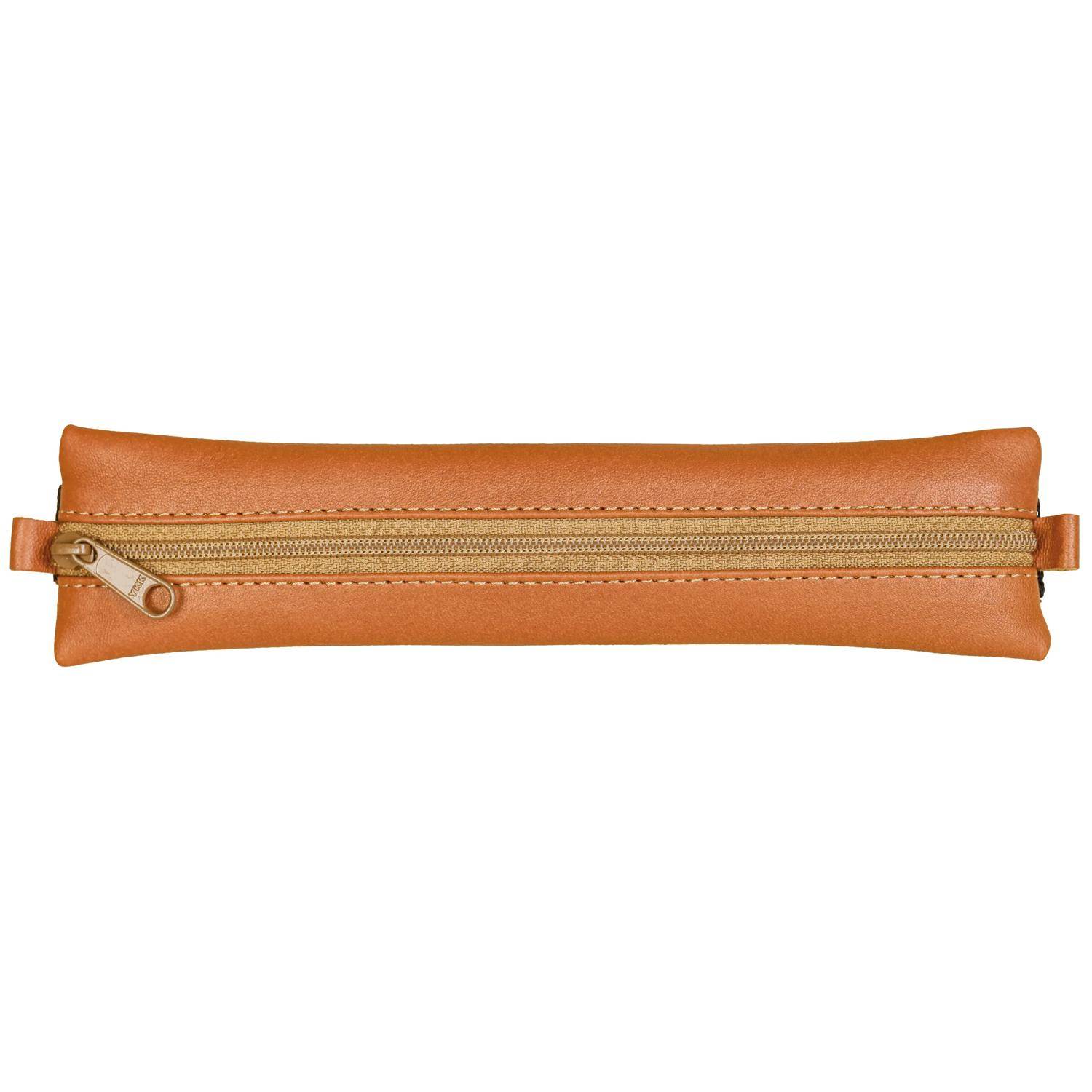 Clairefontaine 5x Schlampermäppchen Leder Notizbuch, 20x4,5 cm Tabak 77036C