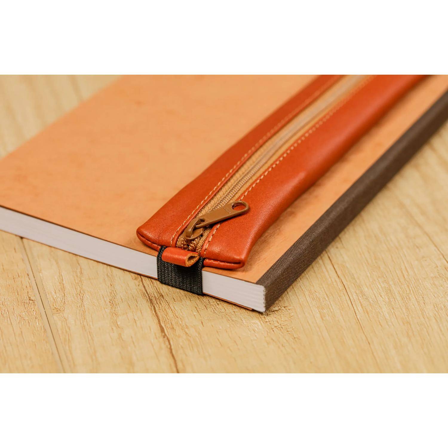 Clairefontaine 5x Schlampermäppchen Leder Notizbuch, 20x4,5 cm Tabak 77036C