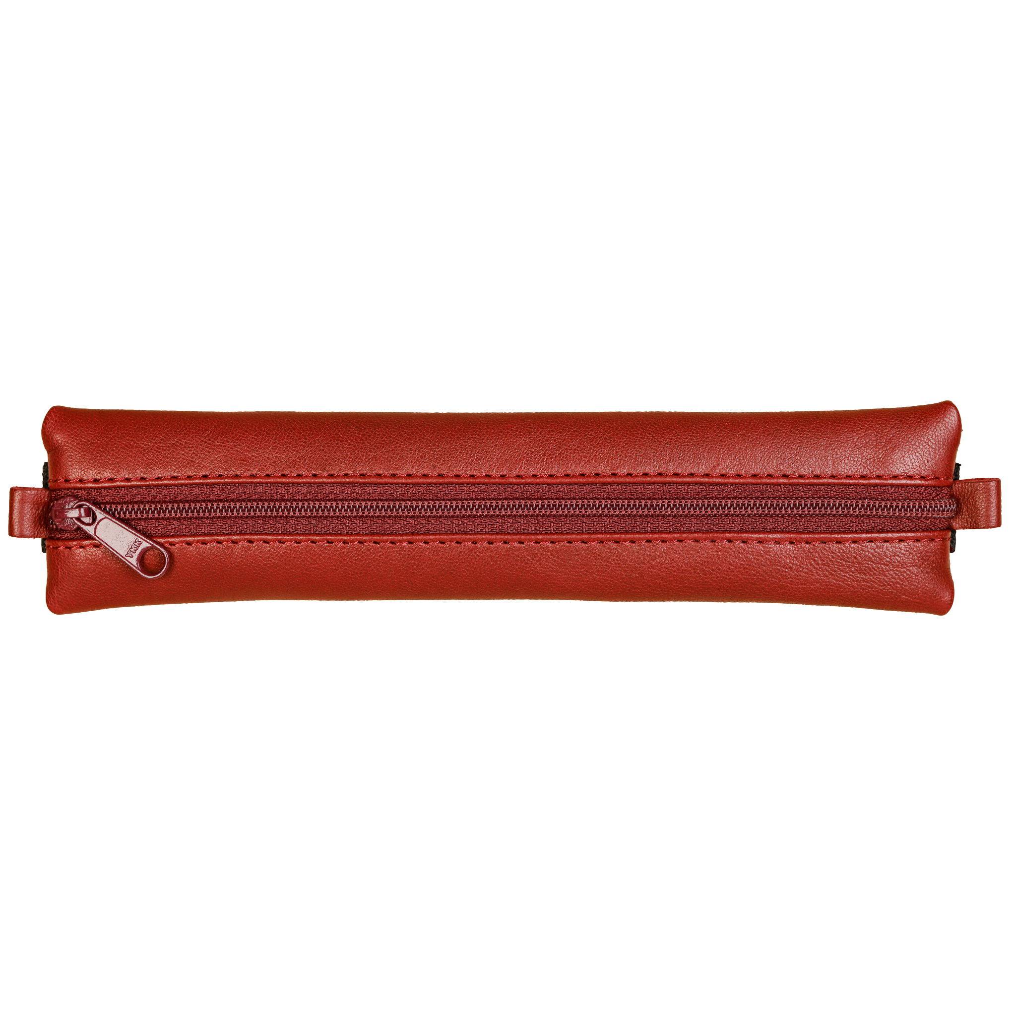 Clairefontaine 5x Flaches Schlampermäppchen Leder Notizbuch 20x4,5 cm Rot 77038C