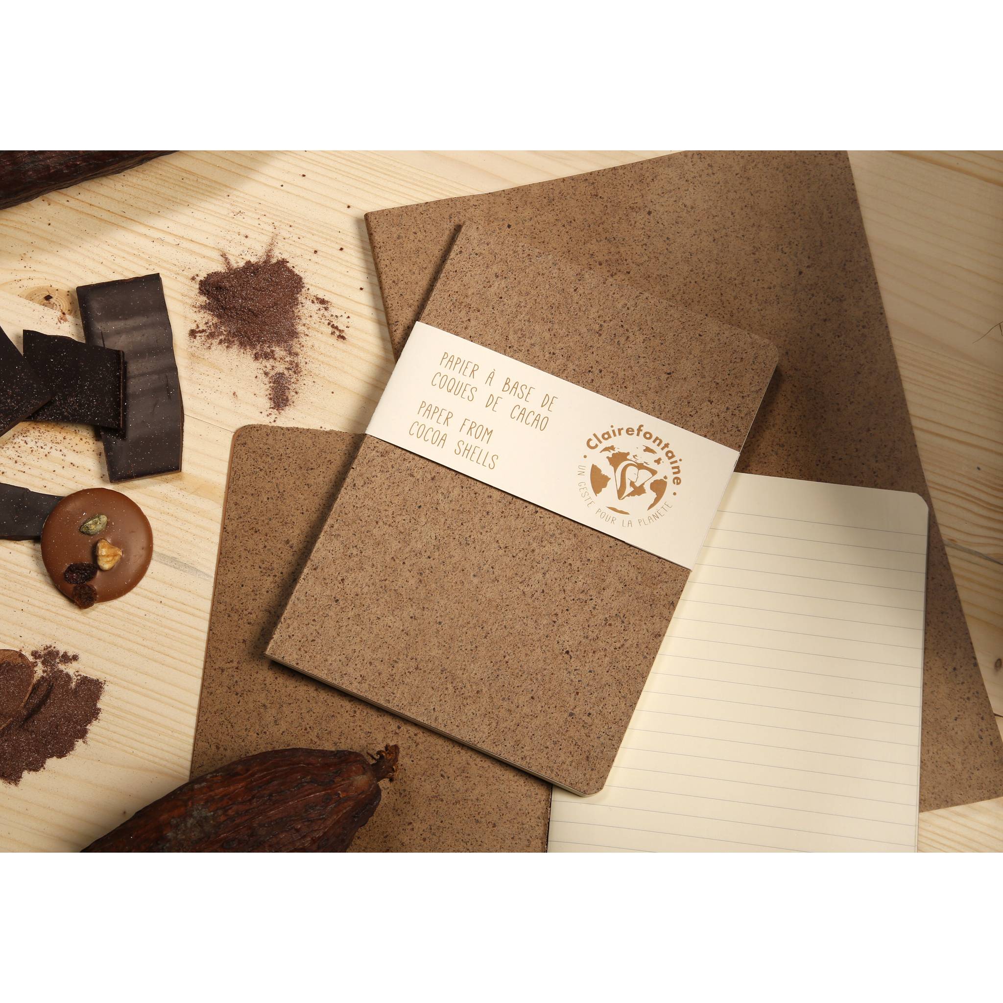 Clairefontaine 5x Notizheft mit Fadenbindung A6 48 Blatt liniert Kakao 83525C