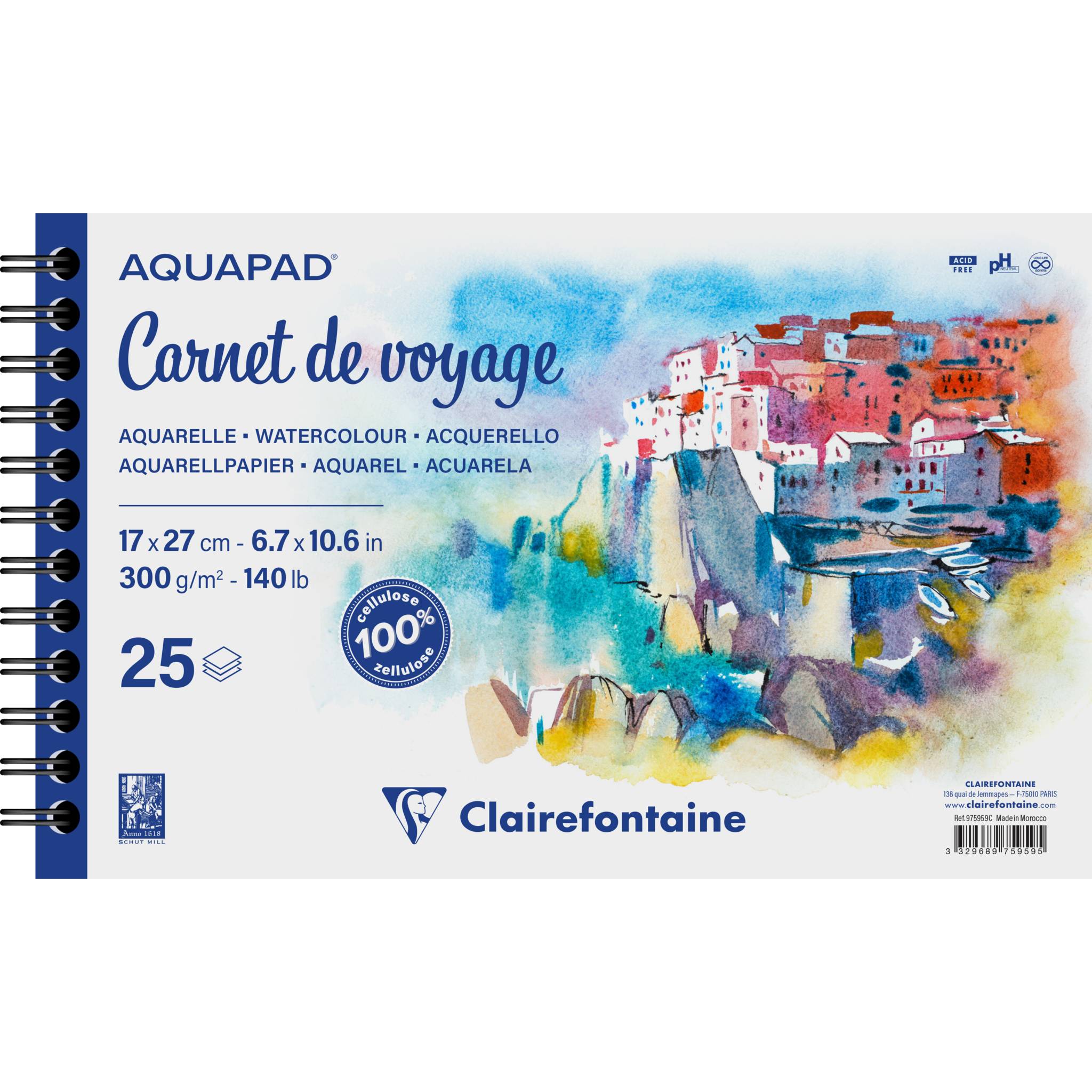 Clairefontaine 2x Reisealbum Skizzenbuch 17x27cm 25 Blatt 975959C