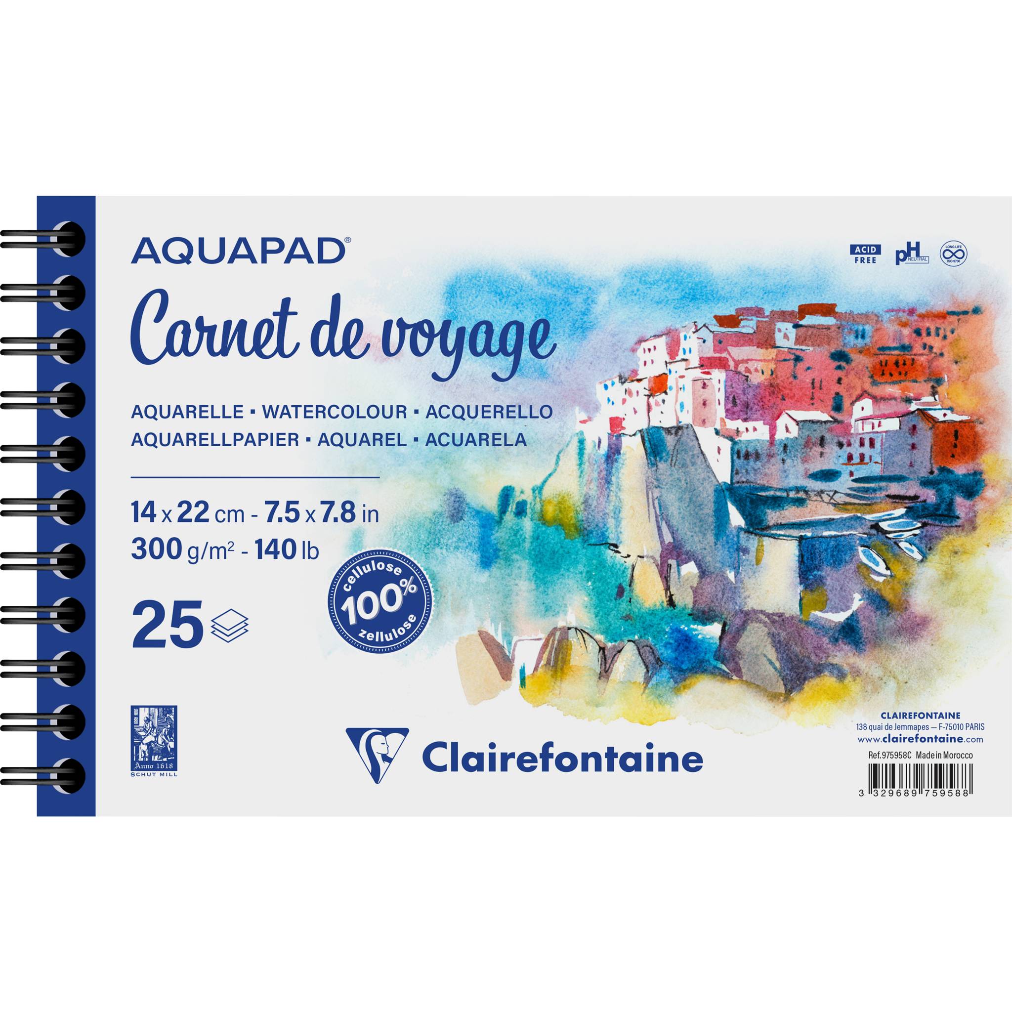 Clairefontaine 2x Reisealbum Skizzenbuch 14x22cm 25 Blatt 975958C