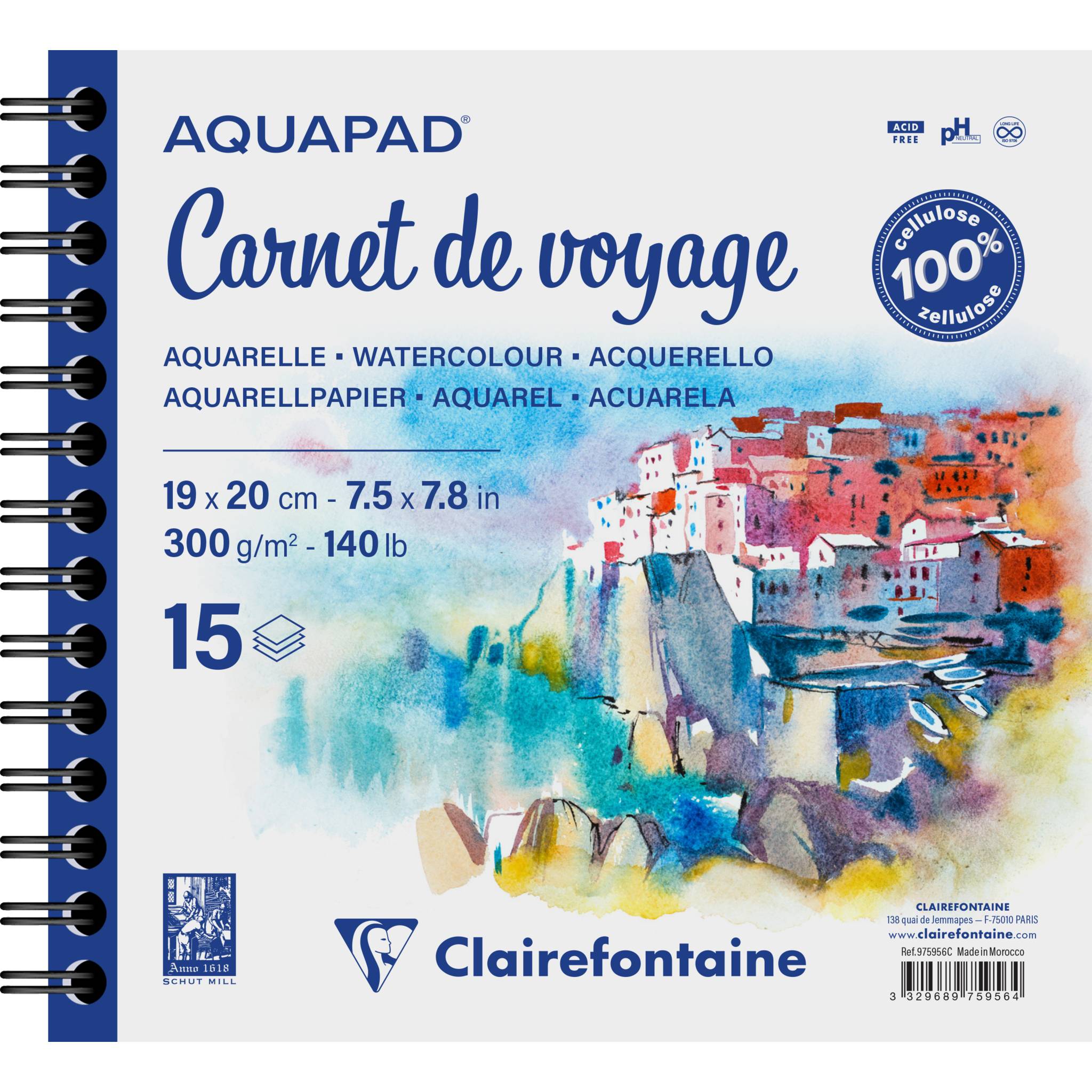 Clairefontaine 2x Reisealbum Skizzenbuch 19x20cm 15 Blatt 975956C