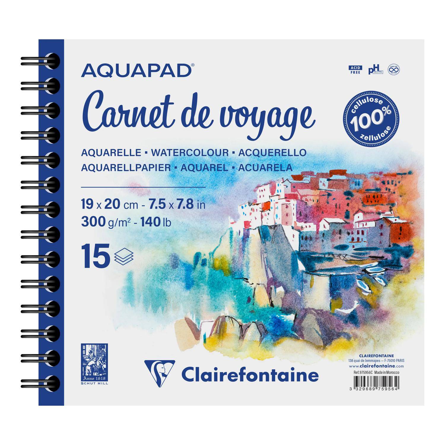 Clairefontaine 2x Reisealbum Skizzenbuch 19x20cm 15 Blatt 975956C