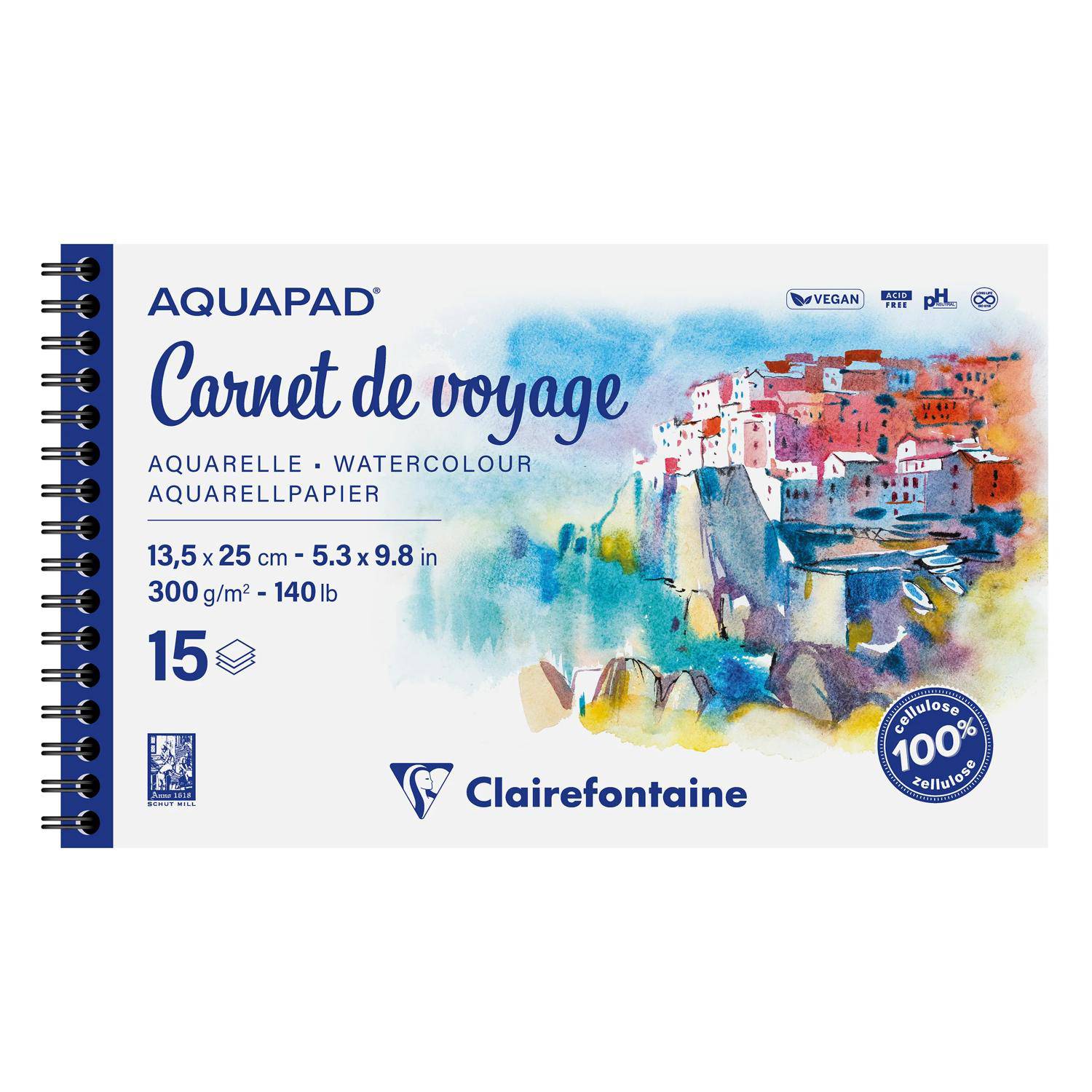Clairefontaine 2x Reisealbum Skizzenbuch 13,5x25cm 15 Blatt 975957C