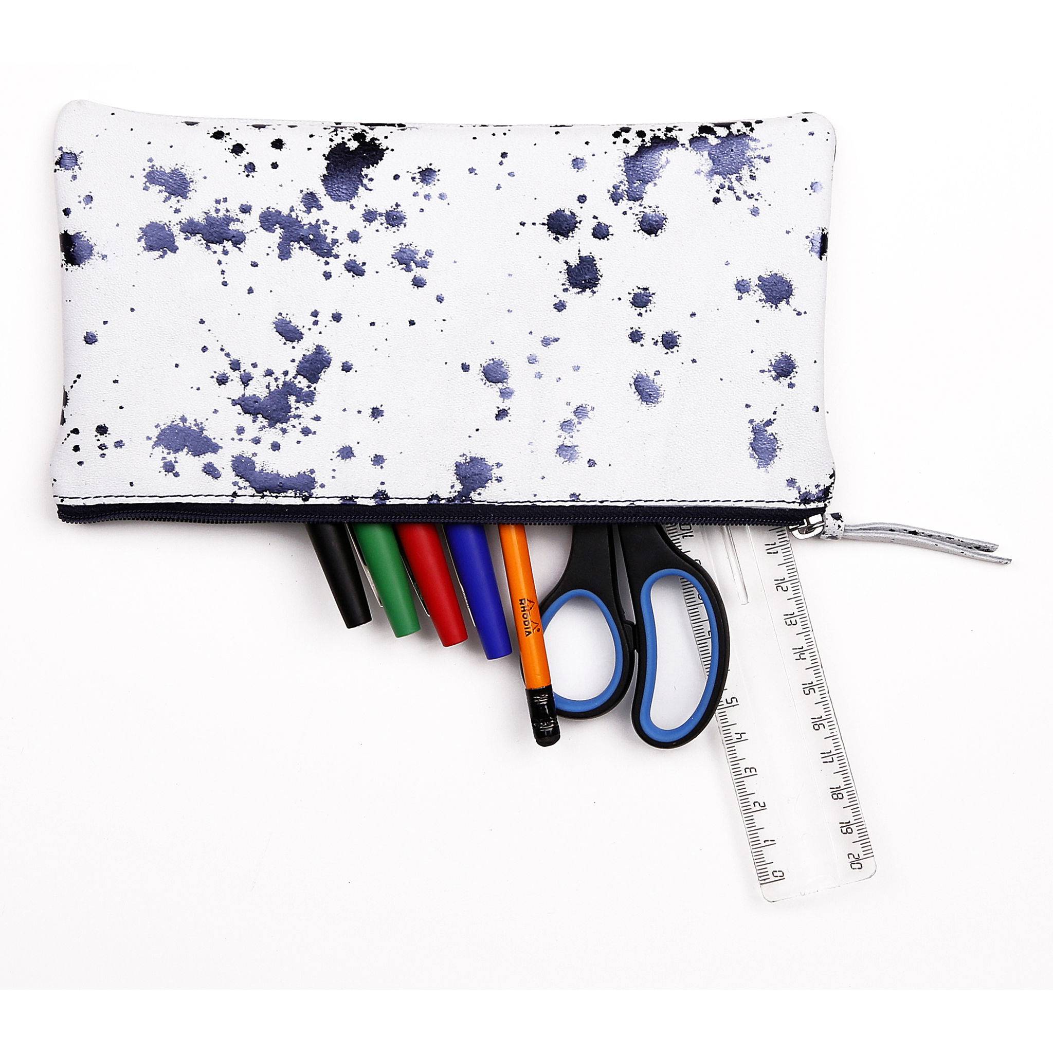 Clairefontaine 4x Flaches Schlampermäppchen Wildleder 22x11cm dunkelblau 410116C