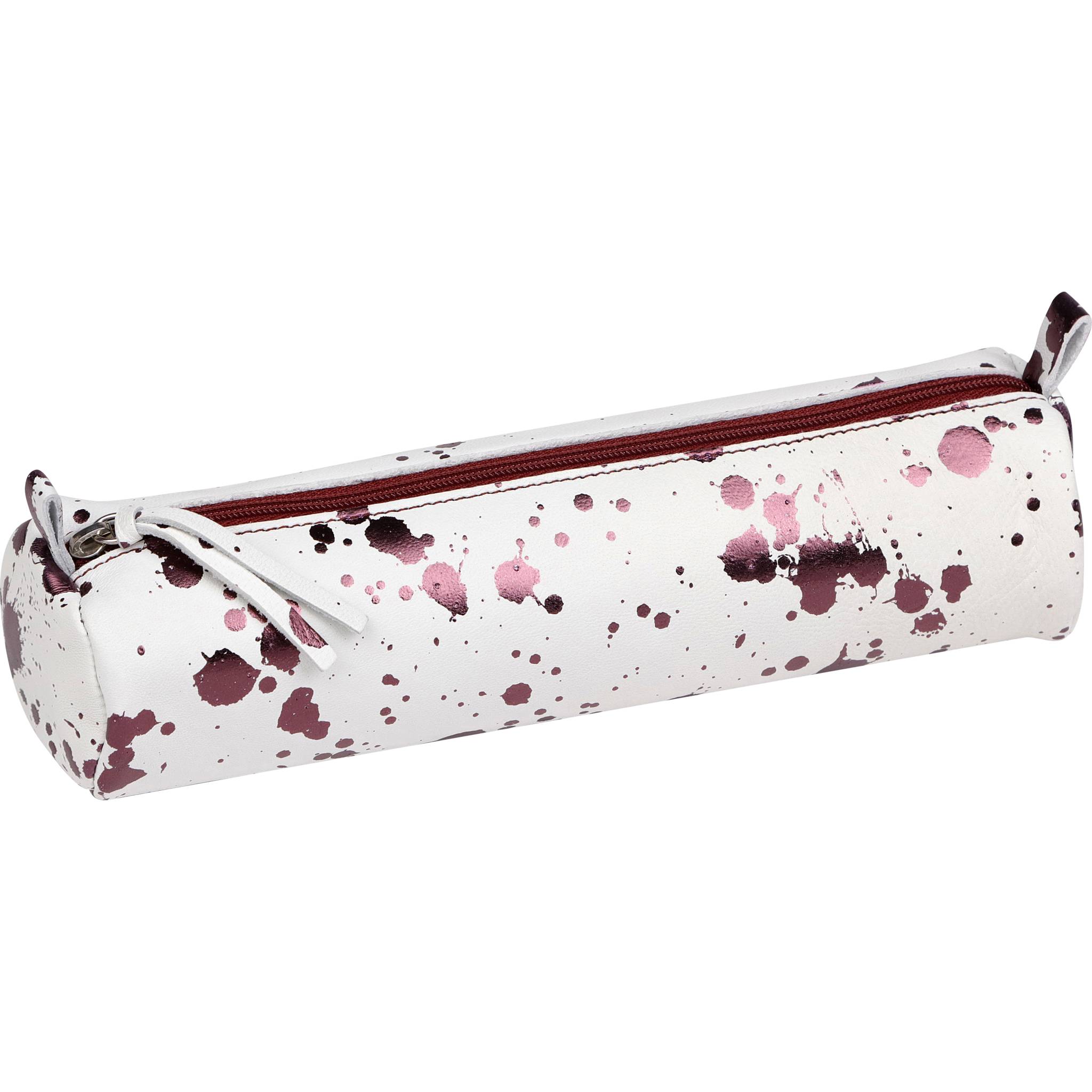 Clairefontaine 4x Schlampermäppchen, glattes Leder Ø5,5x22cm kirsche 410109C