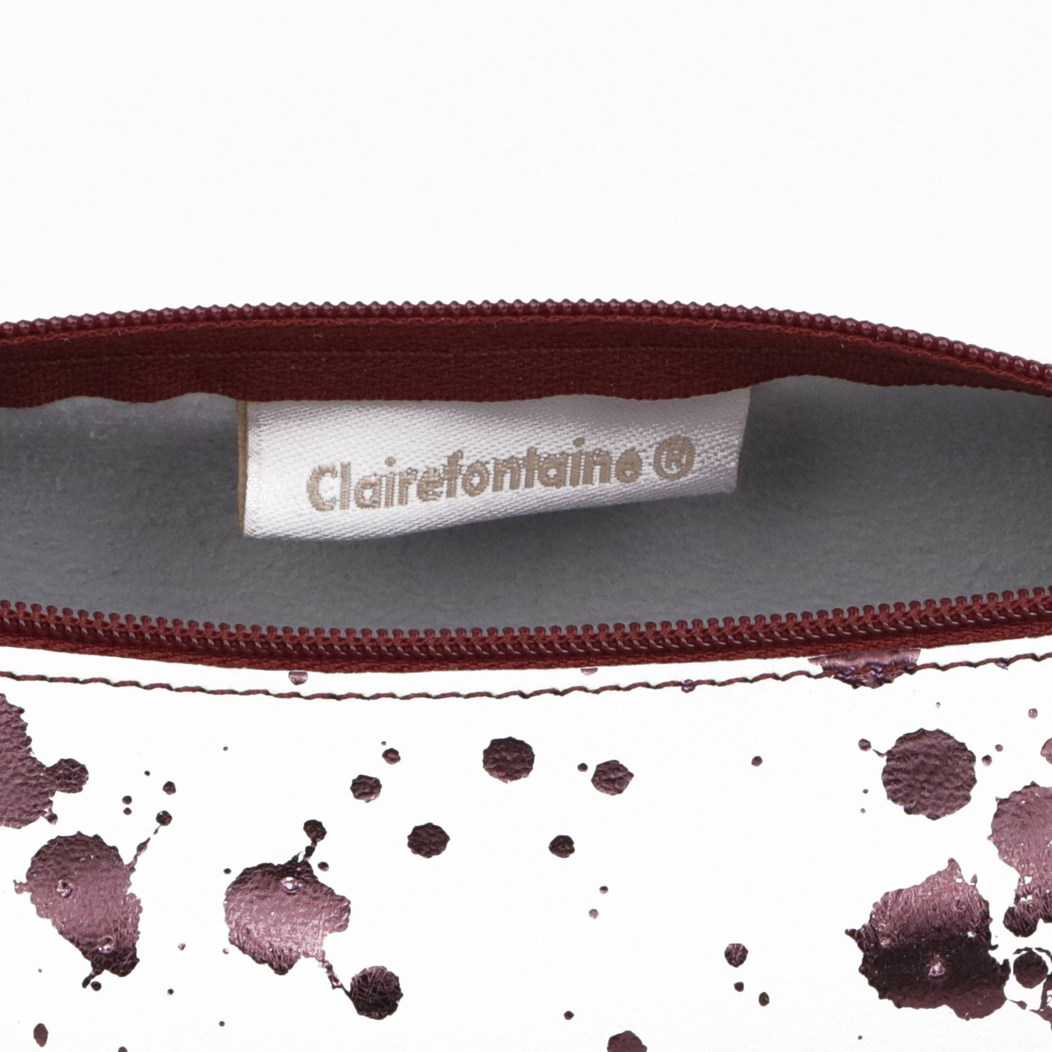 Clairefontaine 4x Schlampermäppchen, glattes Leder Ø5,5x22cm kirsche 410109C