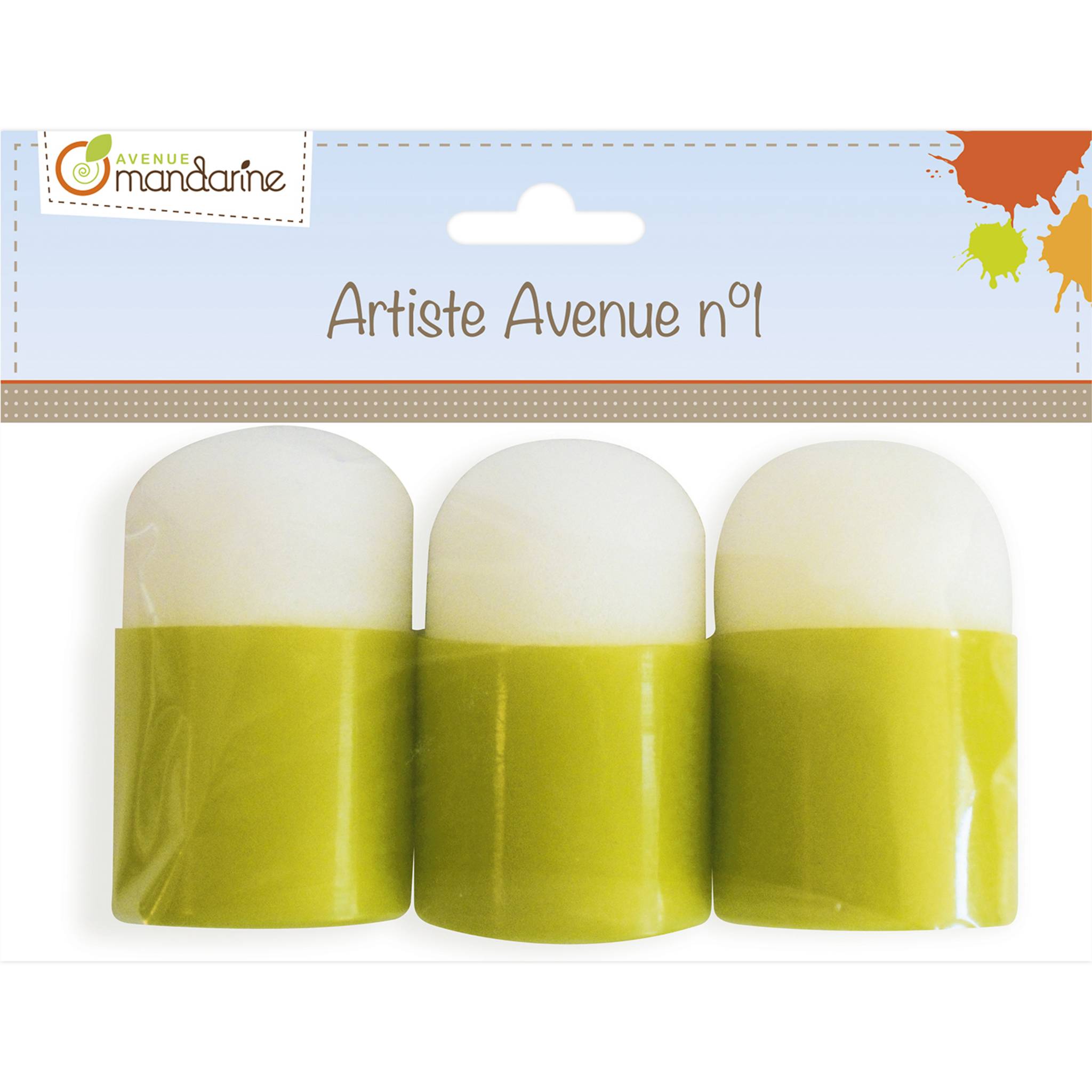 Avenue Mandarine 3x Set mit 3 Schablonier-Schwämmchen - Grün 42461MD