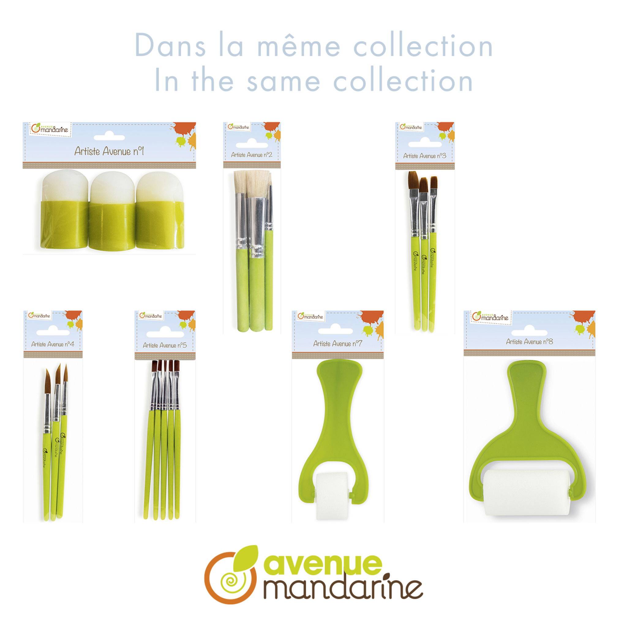 Avenue Mandarine 3x Set mit 3 Schablonier-Schwämmchen - Grün 42461MD