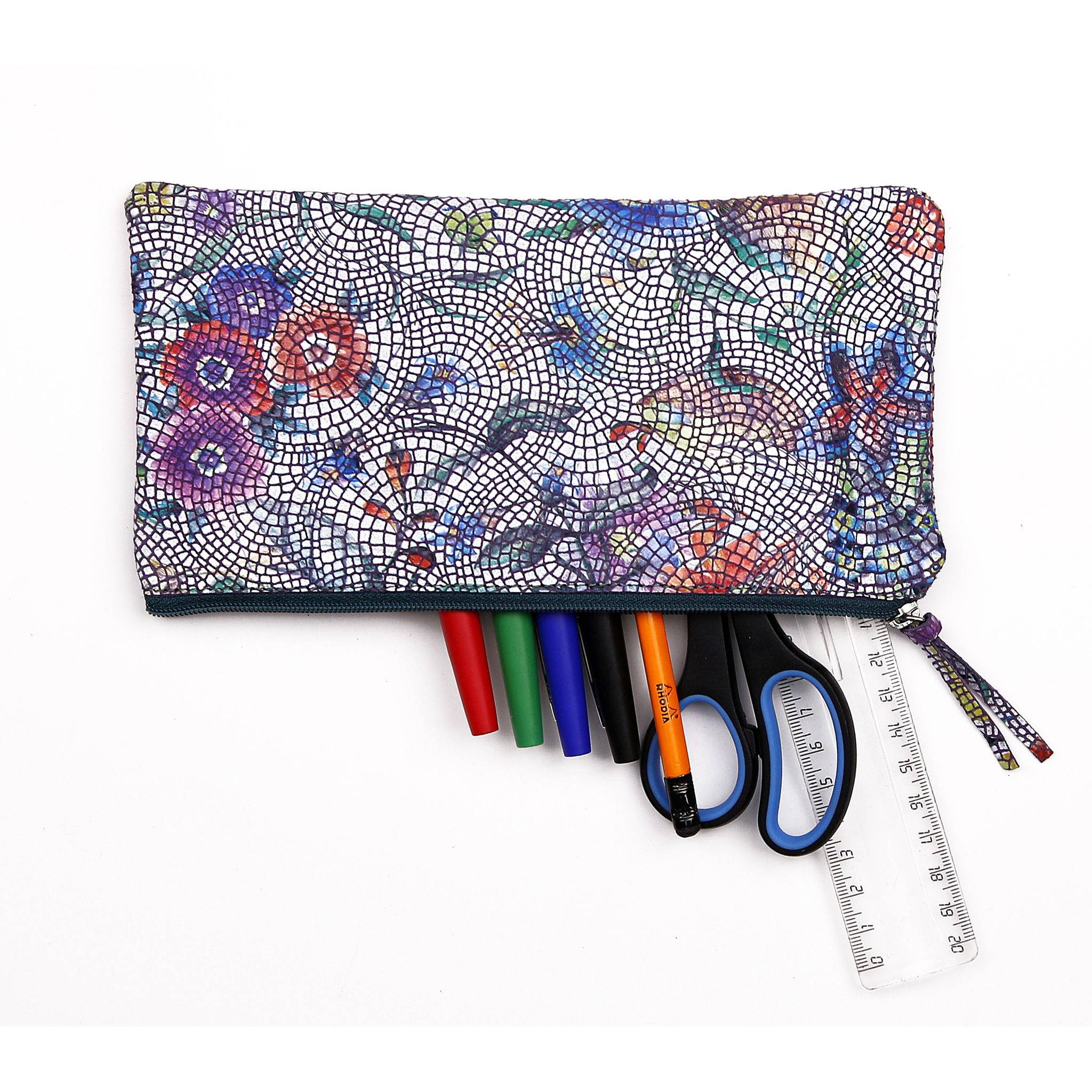 Clairefontaine 4x Flaches Schlampermäppchen Leder 22x11cm mehrfarbig 410103C