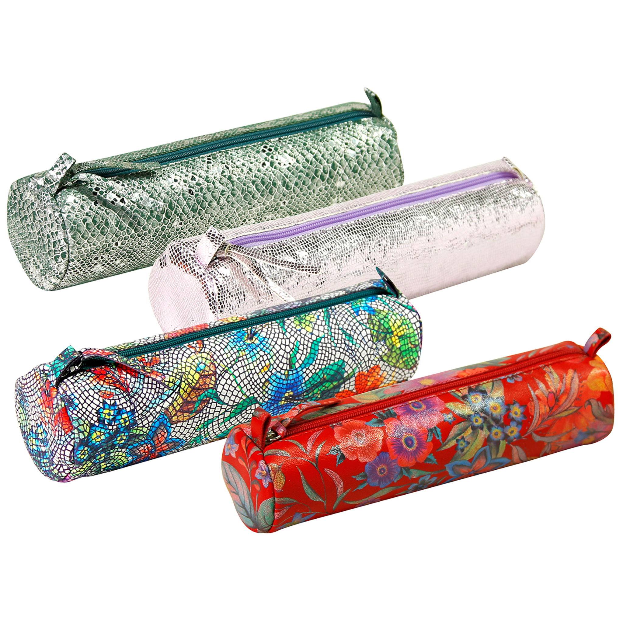 Clairefontaine 4x Céleste Schlampermäppchen Leder Ø5,5x22cm grün 410105C