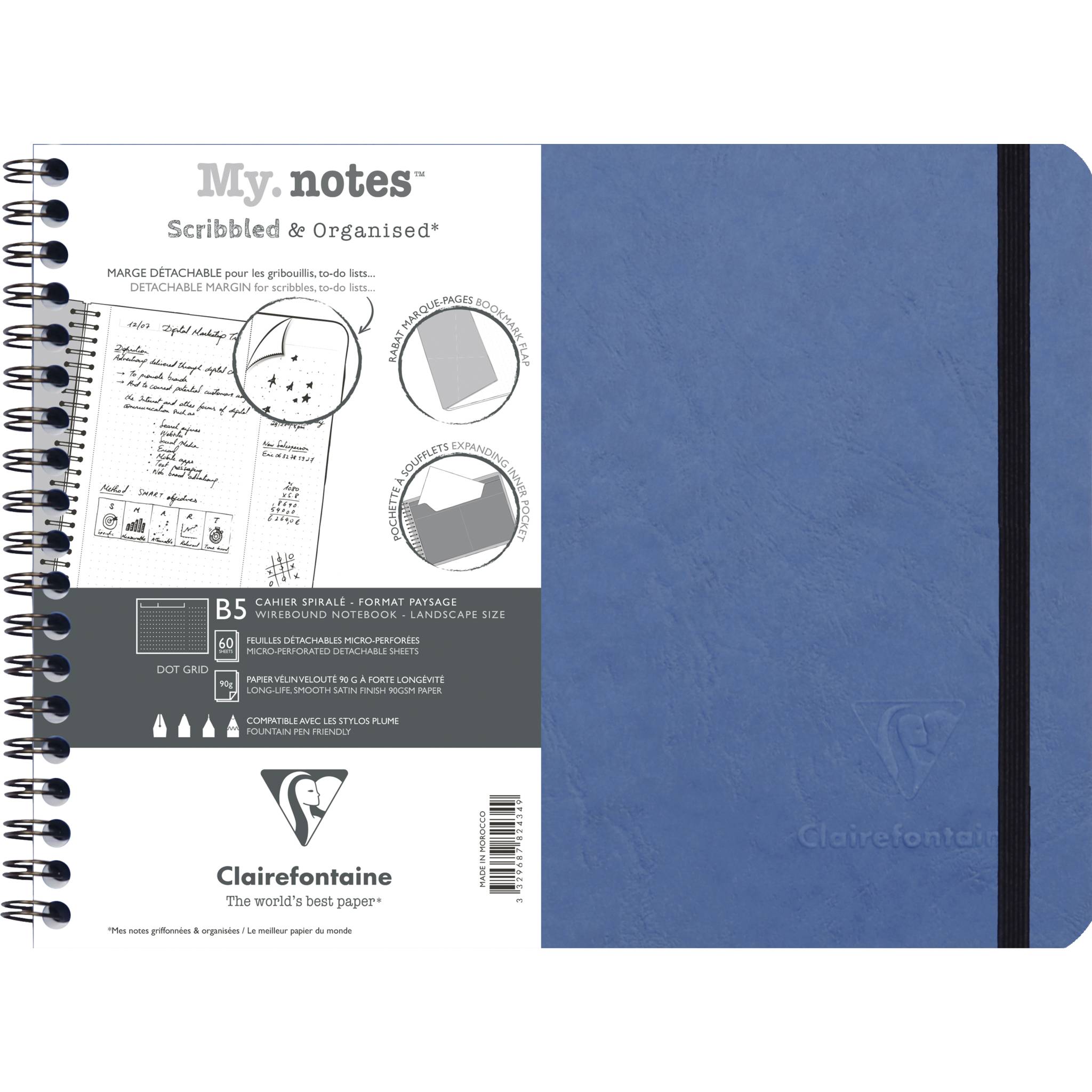 Clairefontaine 5x My.Notes Age Bag Spiralheft B5 60 Blatt Blau 782434C