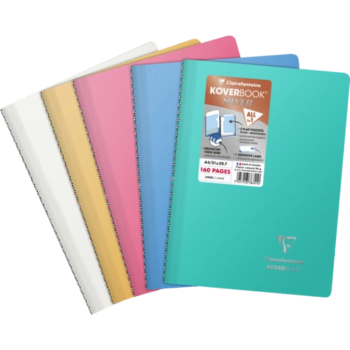 Clairefontaine 5x Koverbook Silver A4 80 Blatt lin. 376741C Clairefontaine 5x Koverbook Silver A4 80 Blatt lin. 376741C