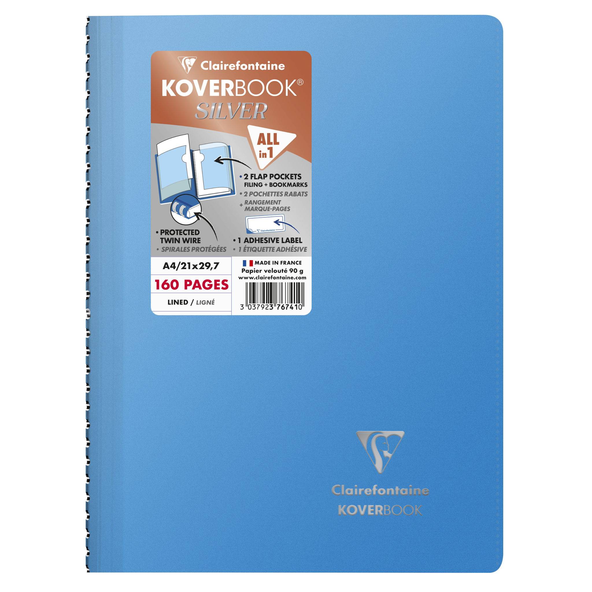 Clairefontaine 5x Koverbook Silver A4 80 Blatt lin. 376741C