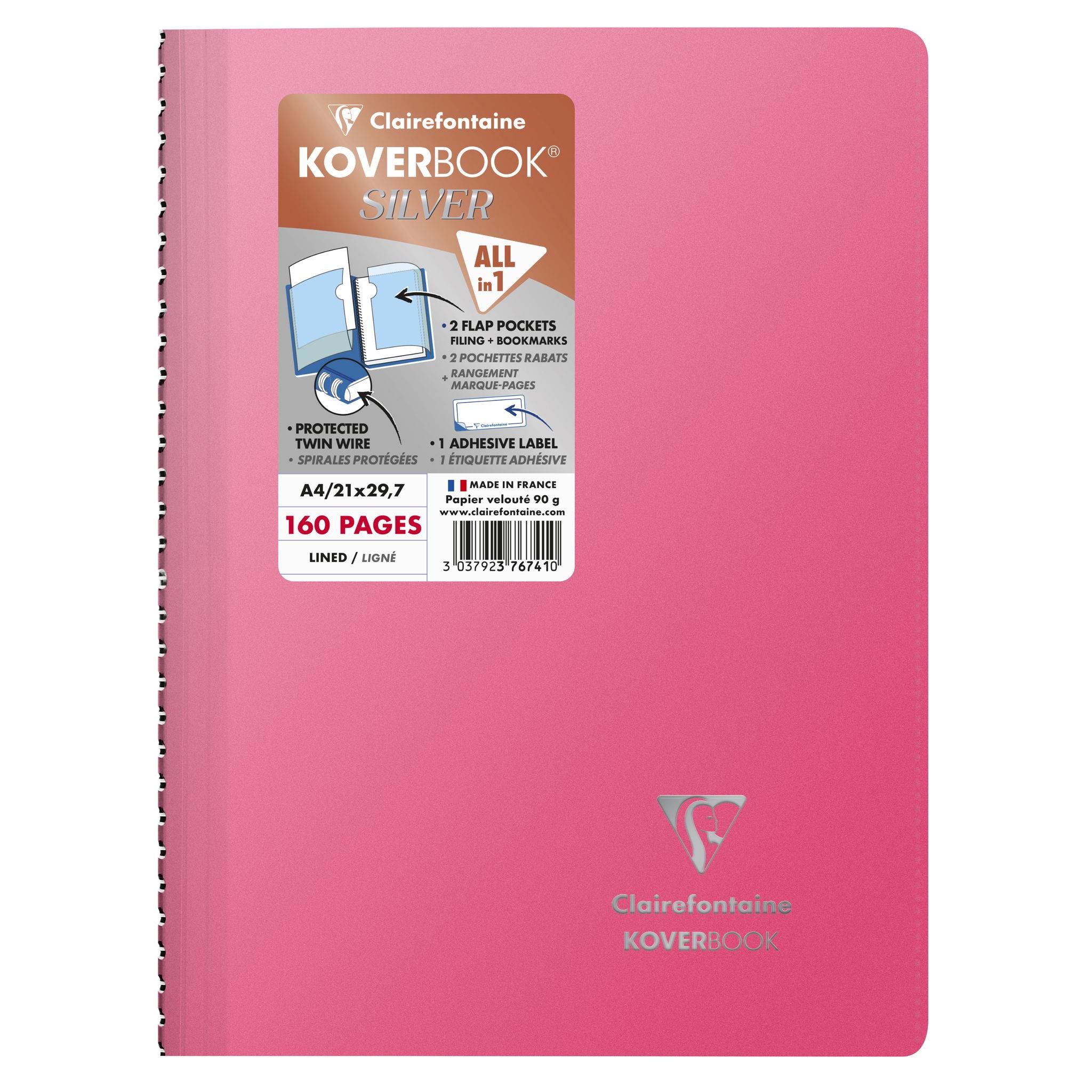 Clairefontaine 5x Koverbook Silver A4 80 Blatt lin. 376741C