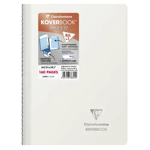 Clairefontaine 5x Koverbook Silver A4 80 Blatt lin. 376741C Clairefontaine 5x Koverbook Silver A4 80 Blatt lin. 376741C