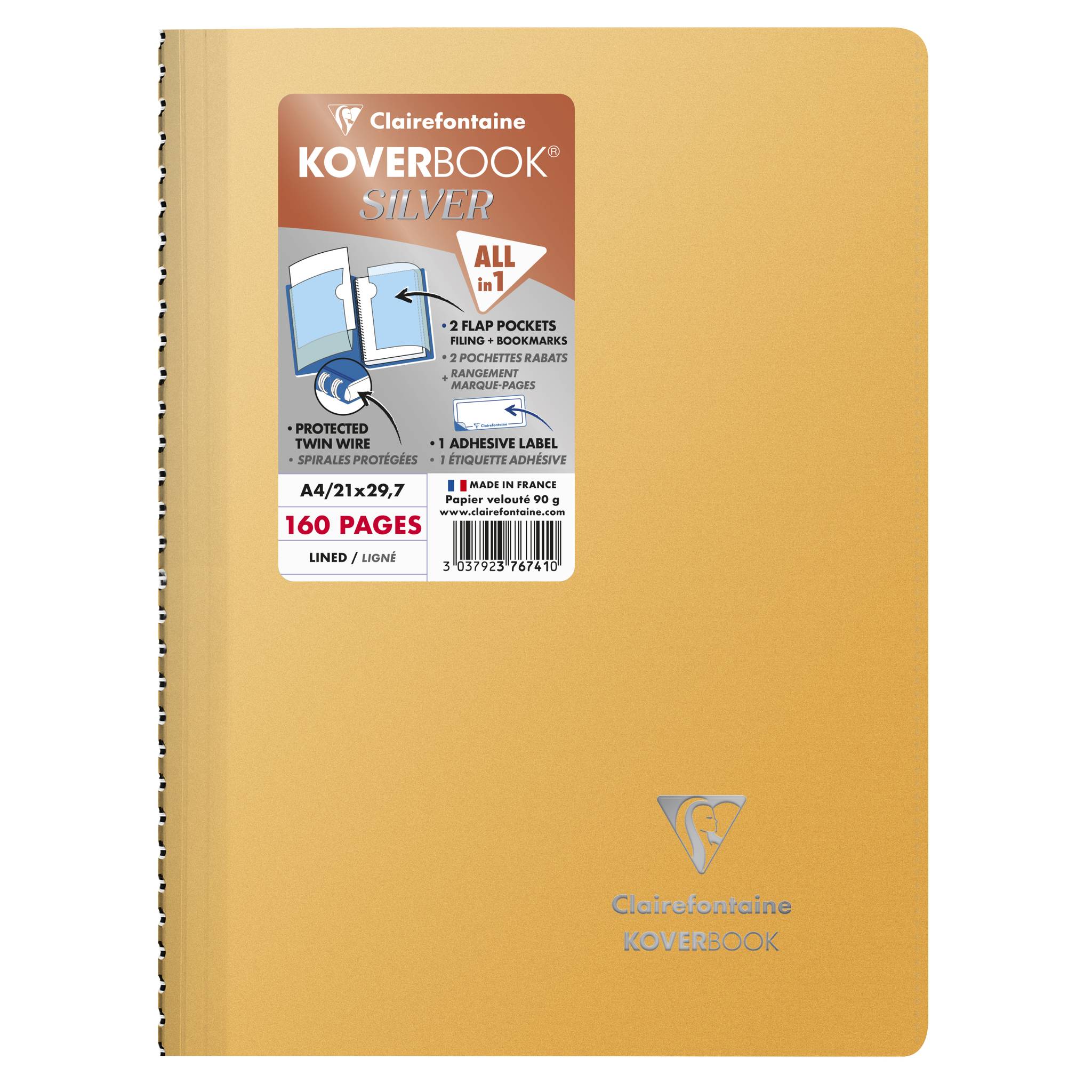Clairefontaine 5x Koverbook Silver A4 80 Blatt lin. 376741C