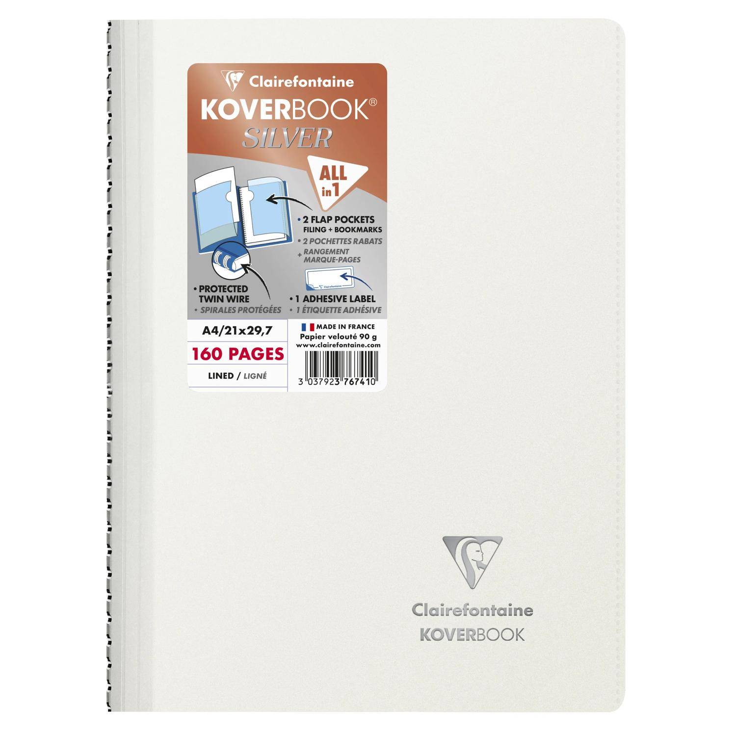 Clairefontaine 5x Koverbook Silver A4 80 Blatt lin. 376741C