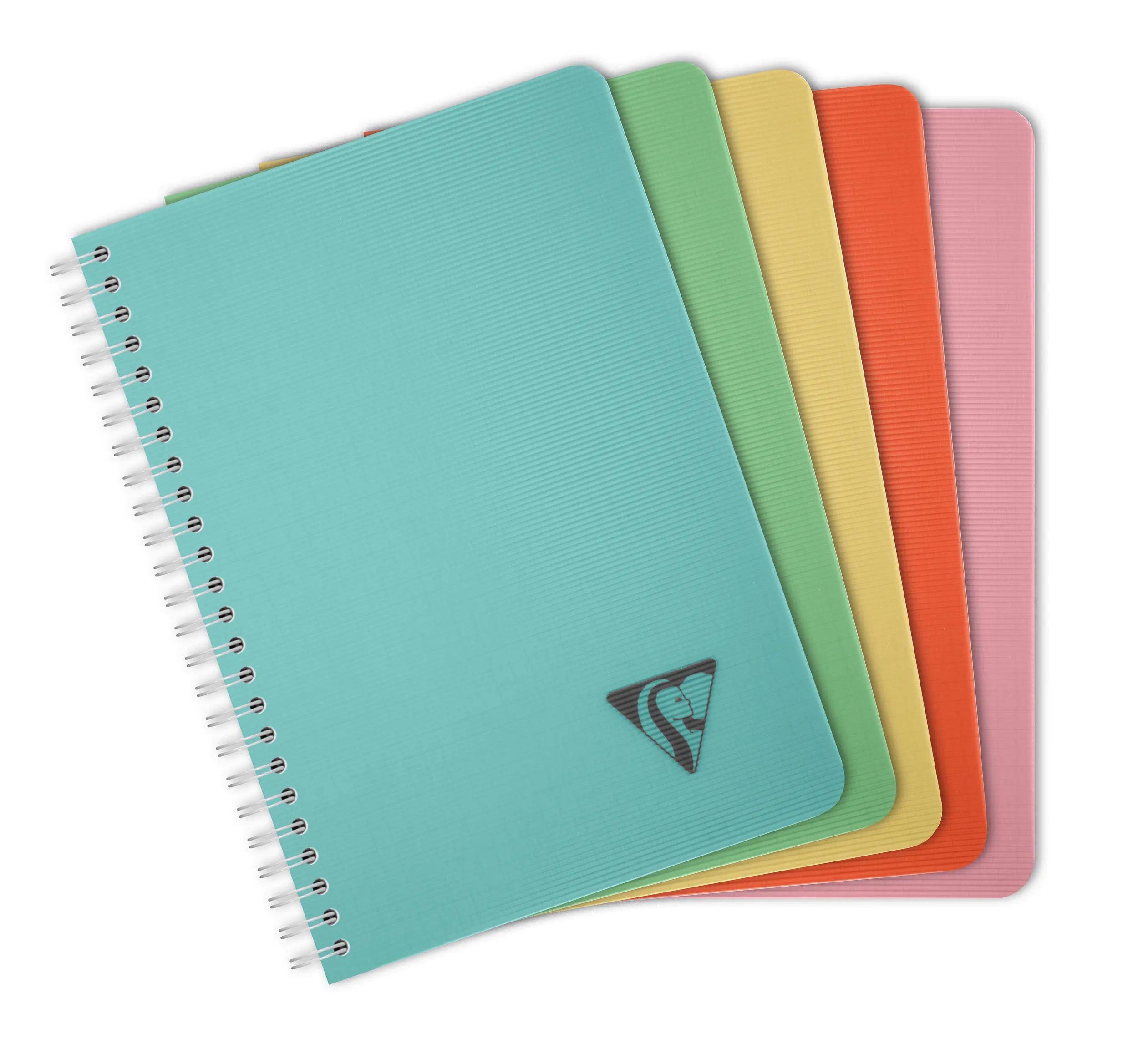 Clairefontaine 5x Spiralbuch A5, 90 Bl kariert 90g, Einband PP Sortiert 327506C