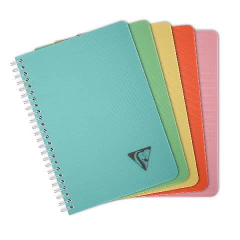 Clairefontaine 5x Spiralbuch A5, 90 Bl kariert 90g, Einband PP Sortiert 327506C