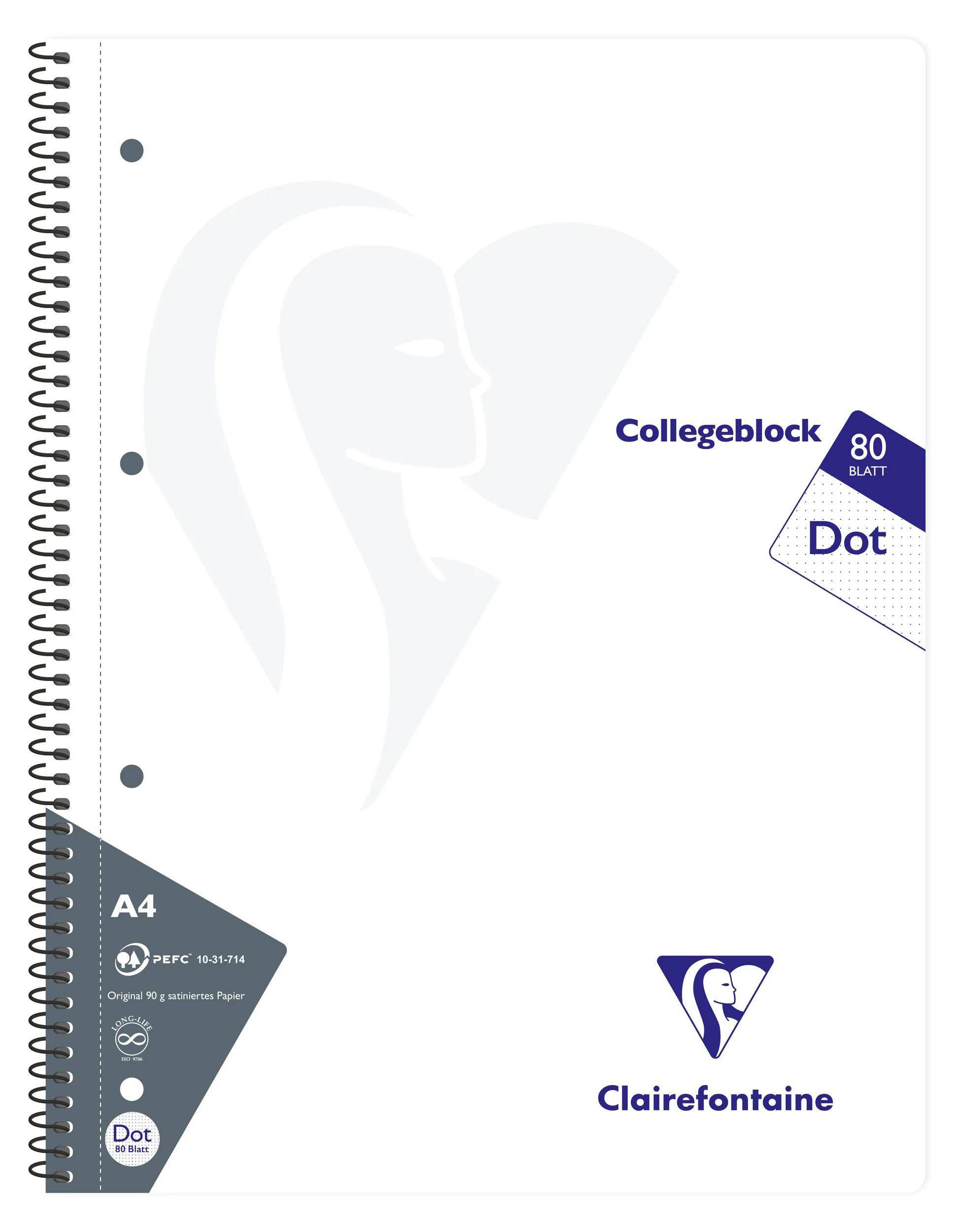 Clairefontaine 20x Collegeblock, 80 Blatt punktkariert Farben sortiert - 307253C