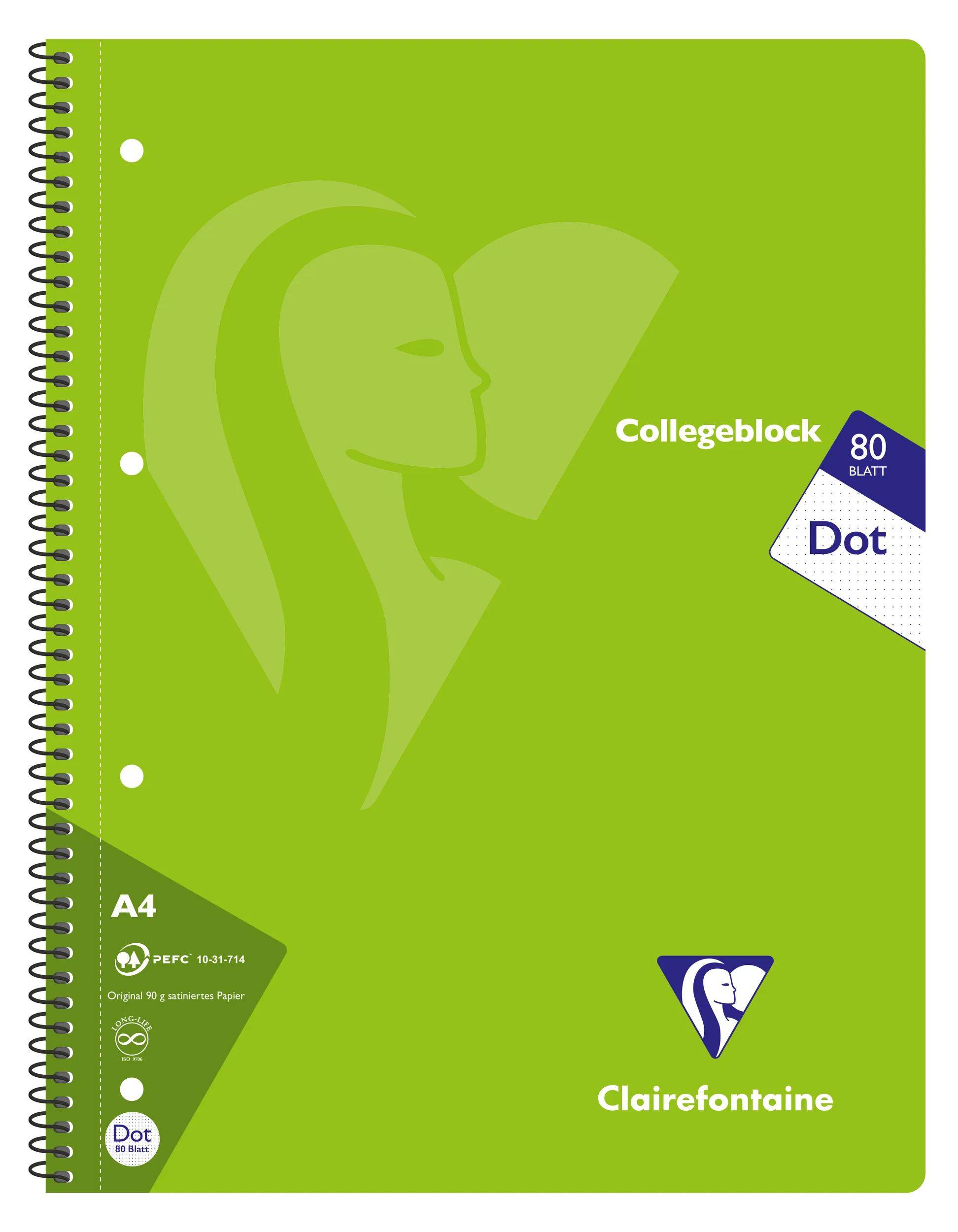 Clairefontaine 20x Collegeblock, 80 Blatt punktkariert Farben sortiert - 307253C