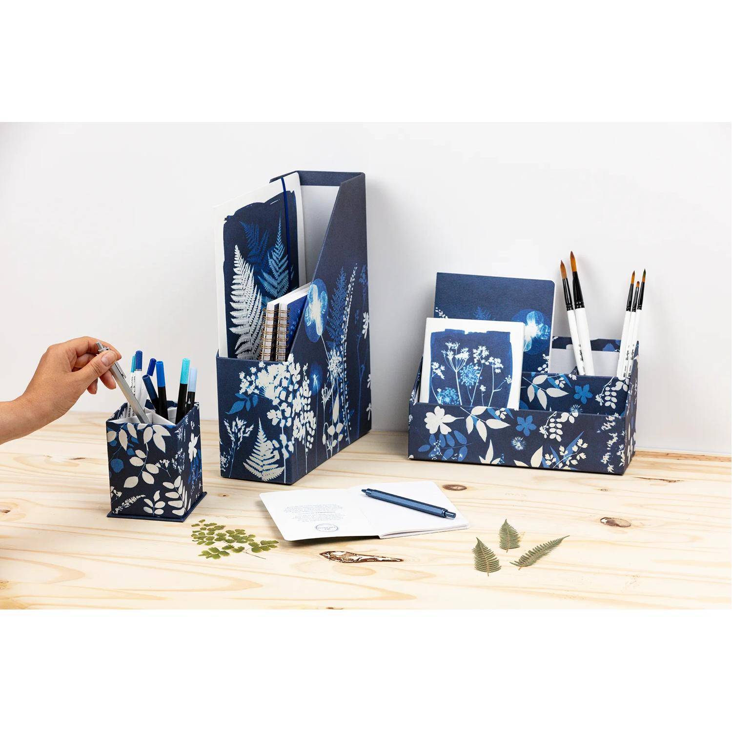 Clairefontaine 4x Cyanotypie, Quadratischer Stifteköcher 8,5x8,5x11 cm 83501C