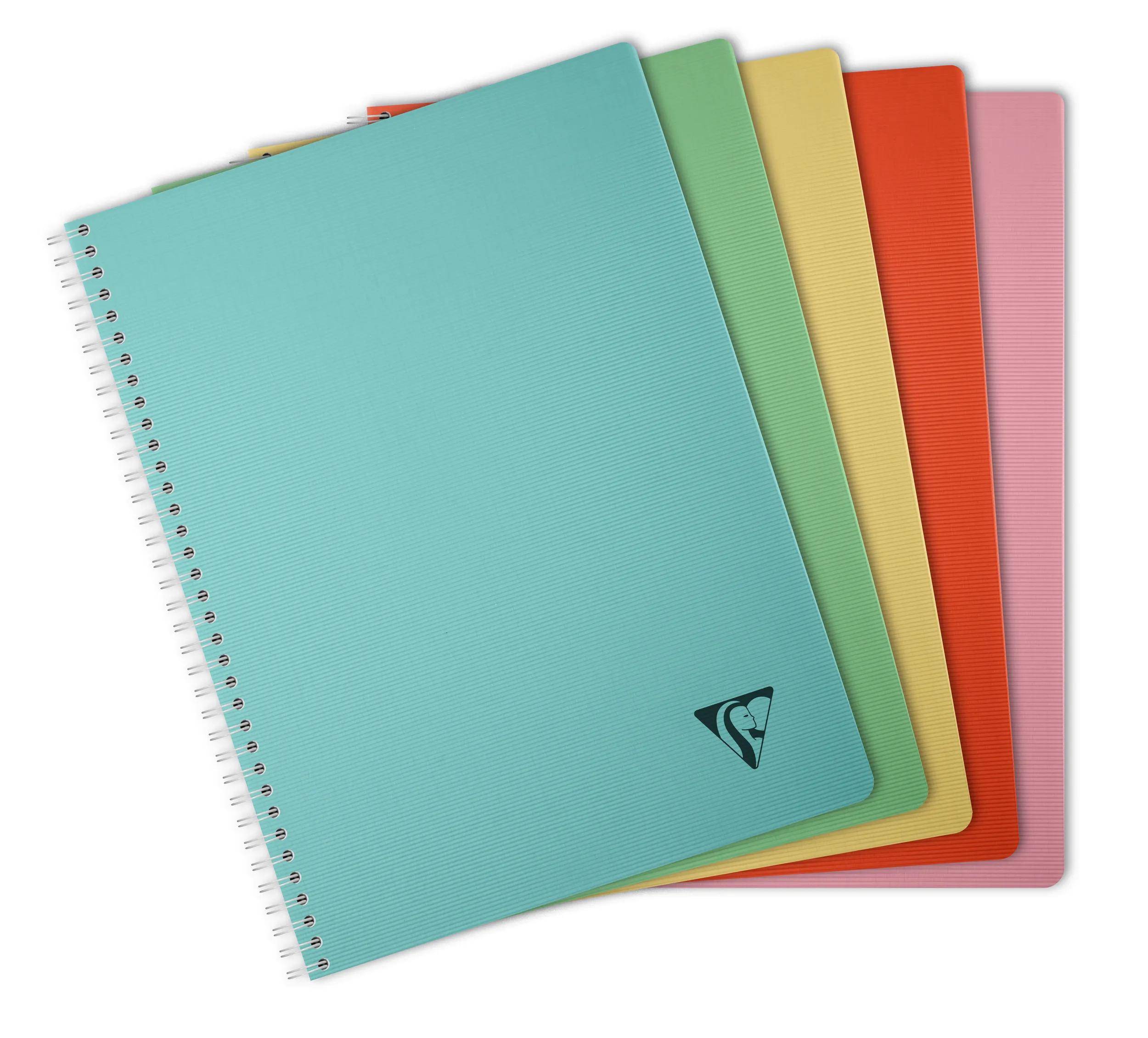 Clairefontaine 10x Spiralbuch A4, 50 Bl kariert 90g, Einband PP Sortiert 327125C