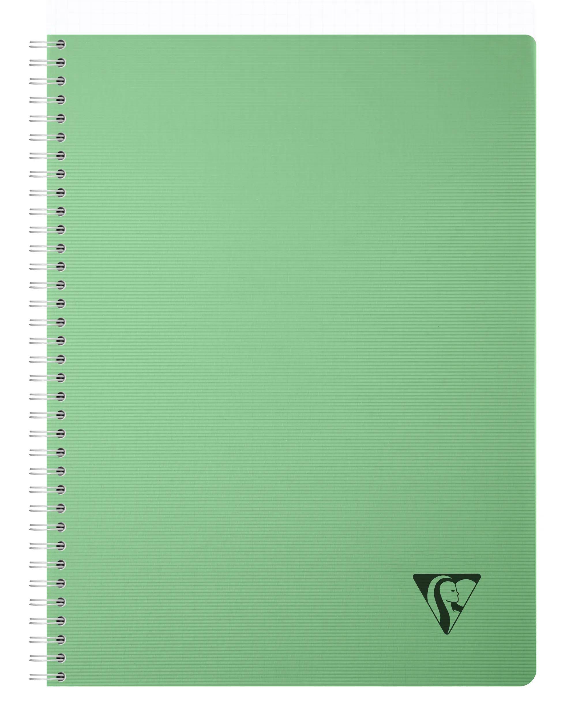 Clairefontaine 5x Spiralbuch A4, 90 Bl kariert 90g Einband PP Salbeigrün 327121C
