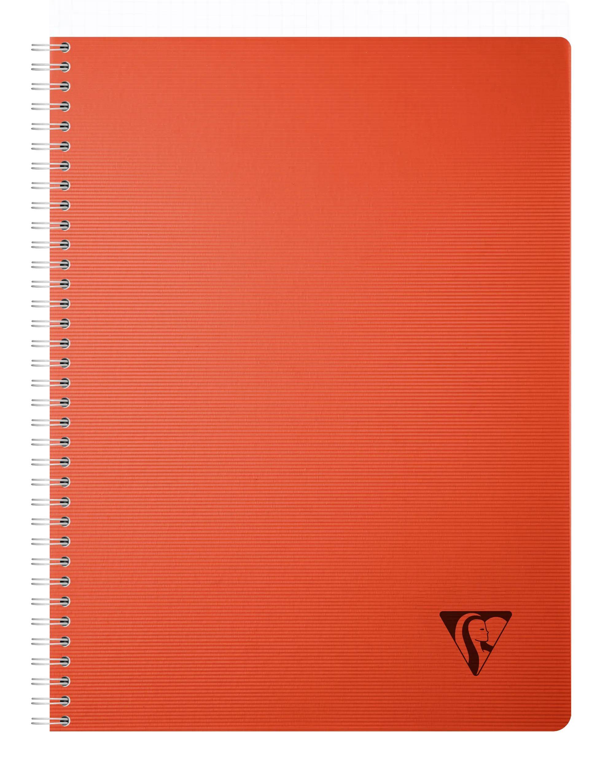 Clairefontaine 5x Spiralbuch A4, 90 Bl kariert 90g, Einband PP Krapprot 327123C