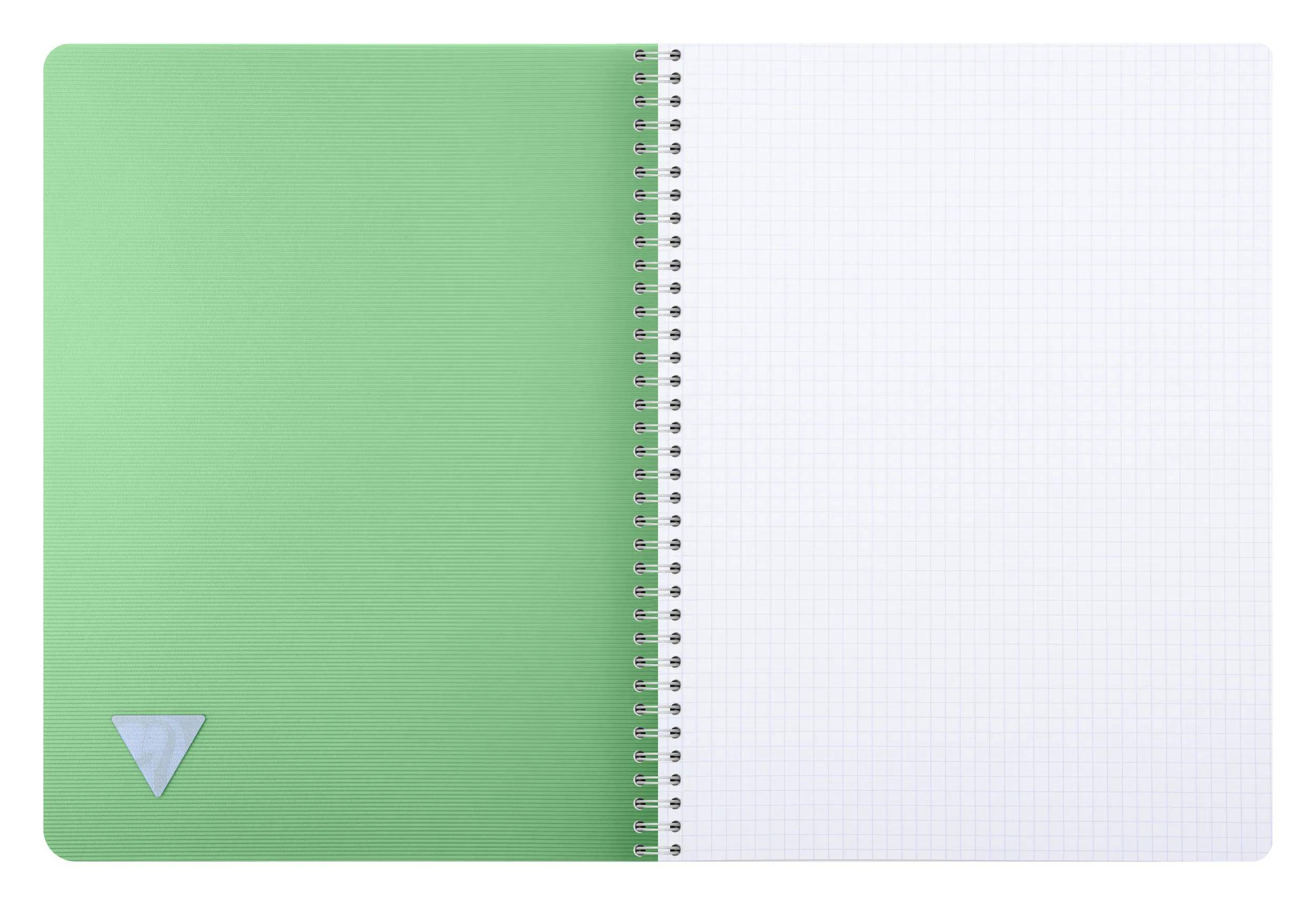Clairefontaine 5x Spiralbuch A4, 90 Bl kariert 90g Einband PP Salbeigrün 327121C