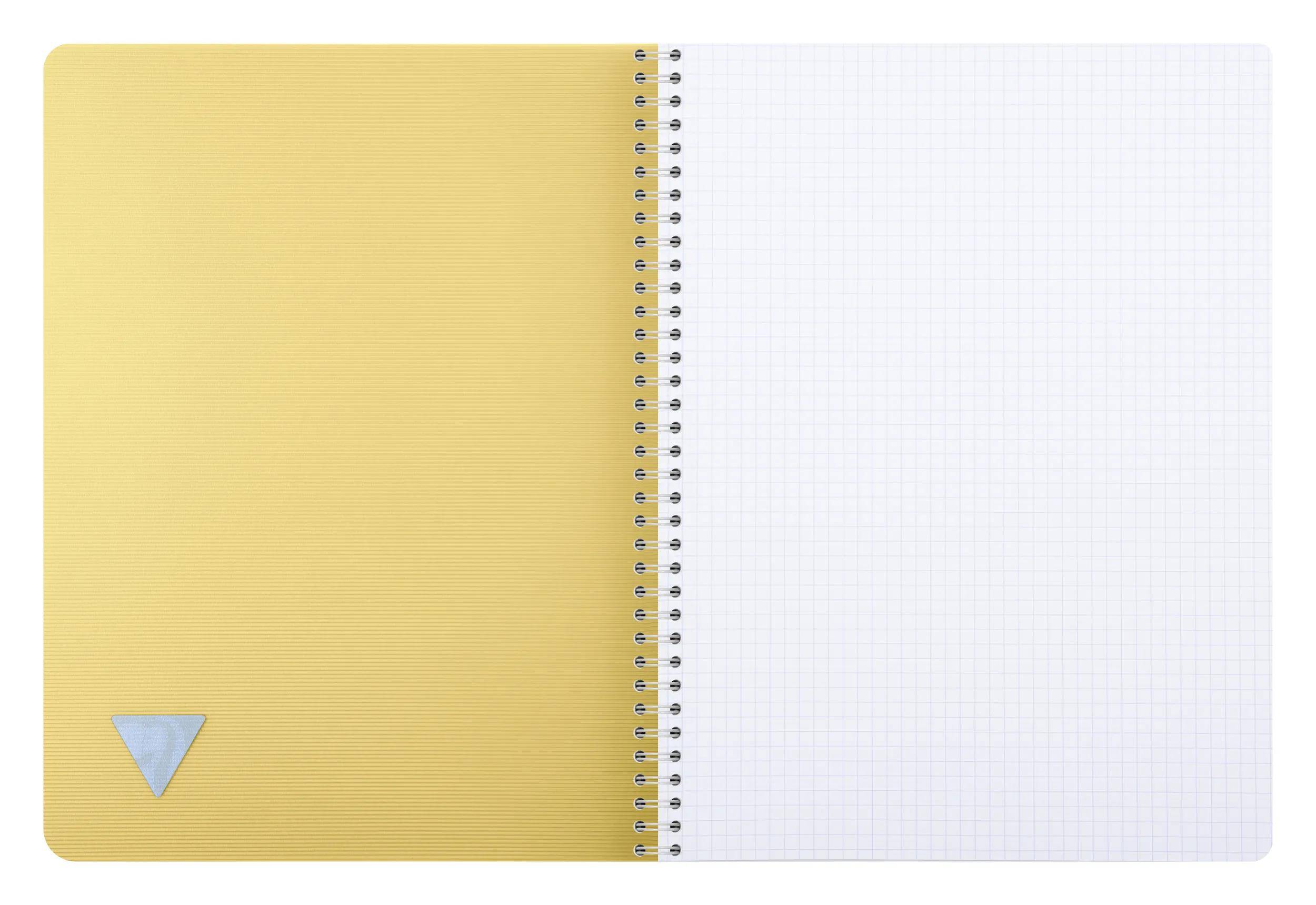 Clairefontaine 5x Spiralbuch A4, 90 Bl kariert 90g, Einband PP Strohgelb 327122C