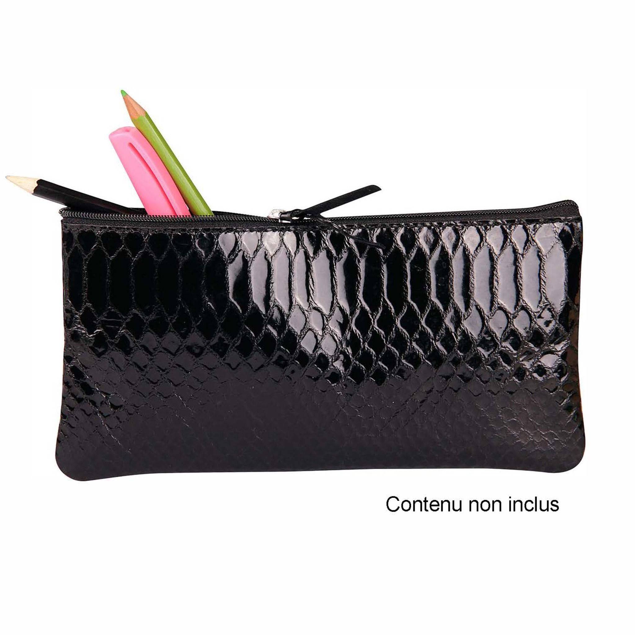 Clairefontaine 4x Flaches Schlamermäppchen 22x11cm schwarz Pythonschwarz 410181C