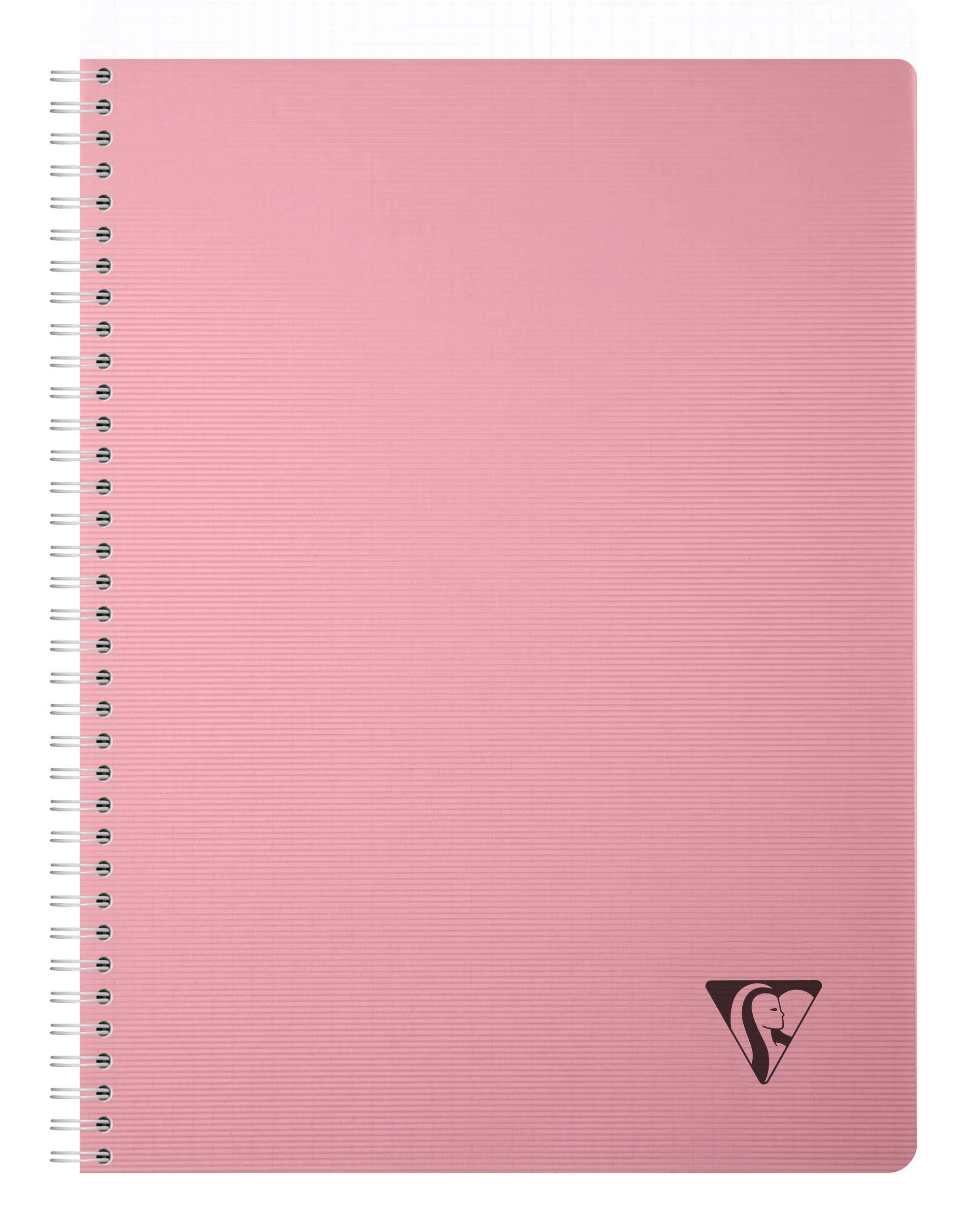 Clairefontaine 5x Spiralbuch A4, 90 Bl kariert 90g Einband PP Rosenblüte 327124C