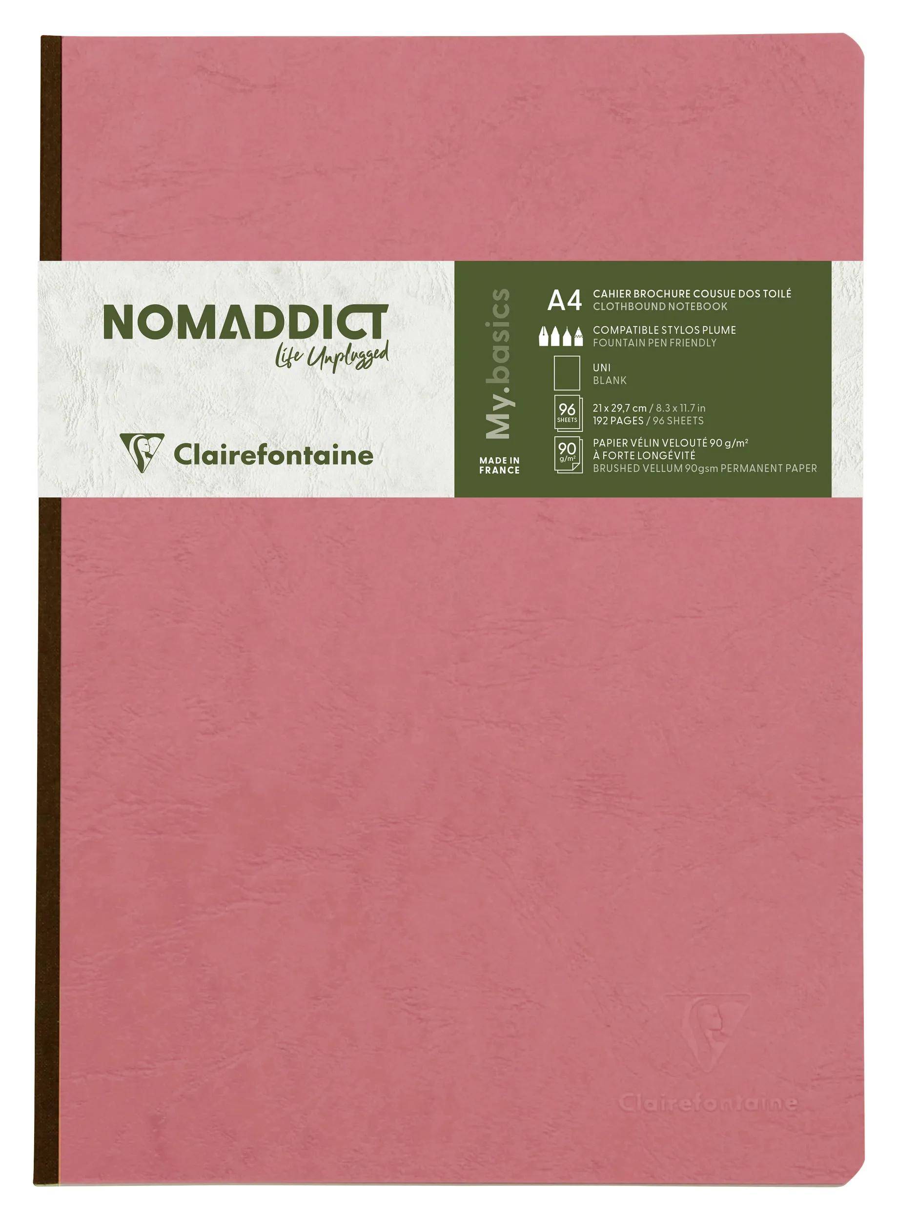 Clairefontaine 5x Notizbuch A4, Leinenrücken, 96 Bl blanko 90g Antikrosa 791406C