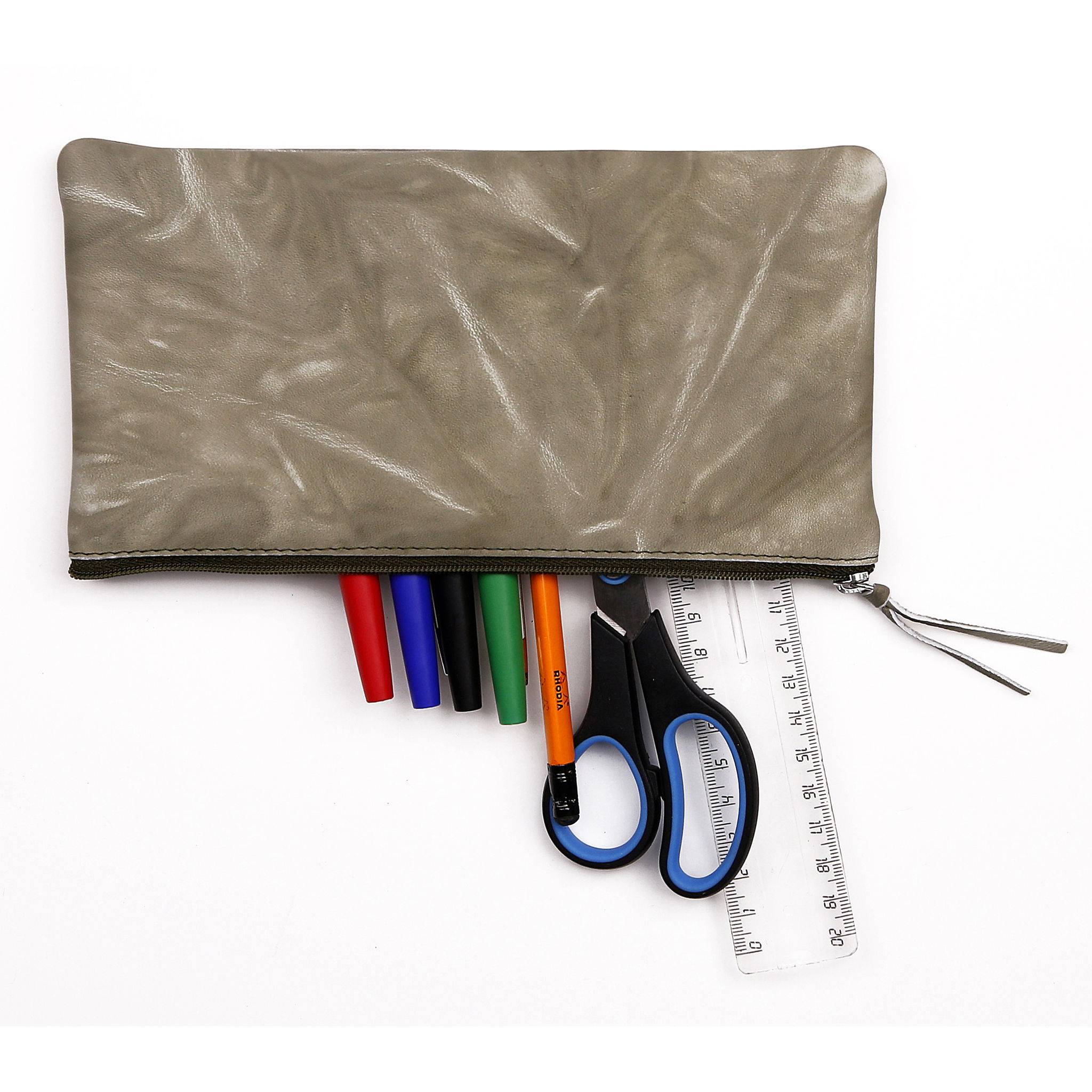 Clairefontaine 4x Flaches Schlampermäppchen 22x11cm Herbstgrün 410179C