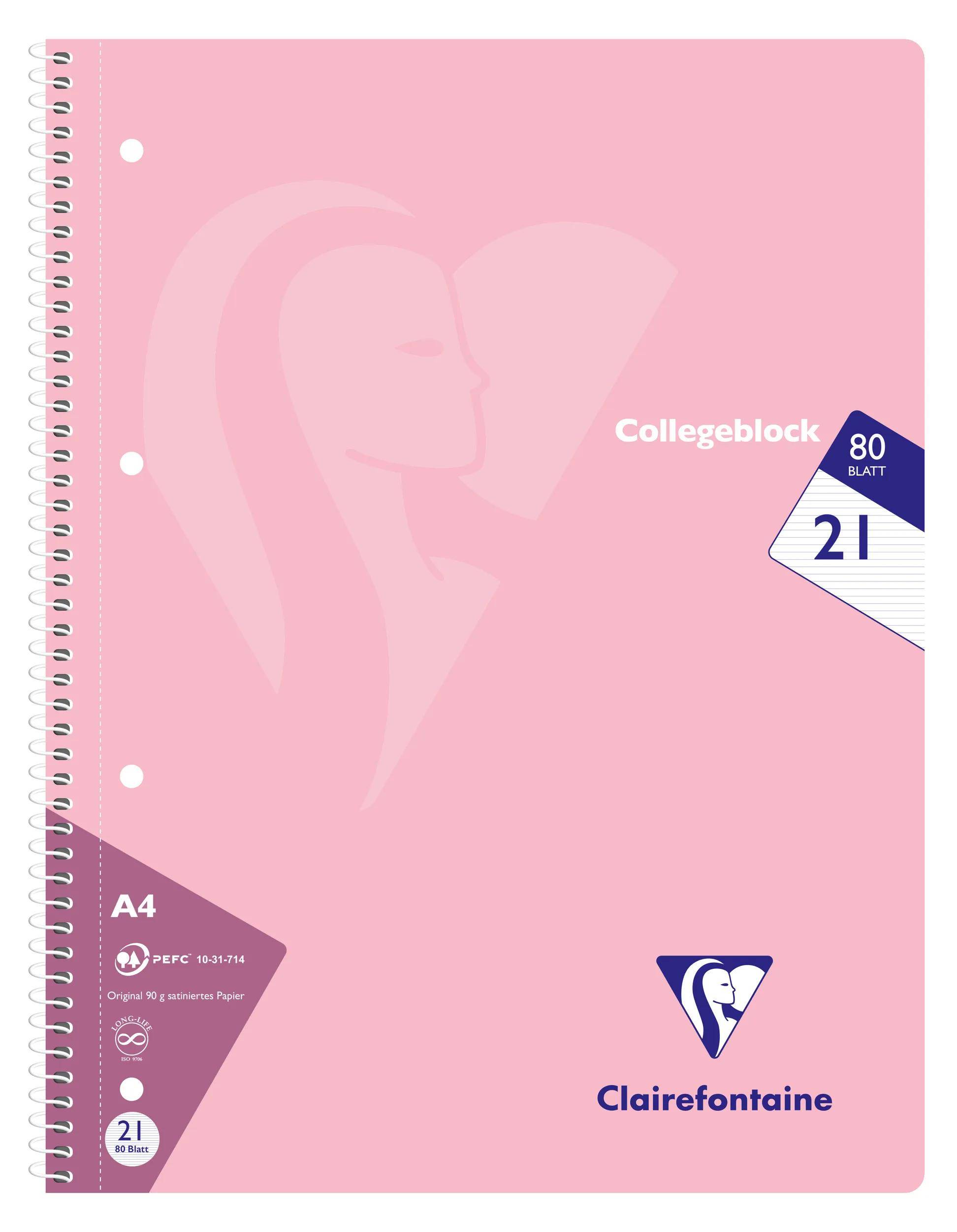 Clairefontaine 20x Collegeblock, 80 Bl liniert, Pastellfarben sortiert 306256C