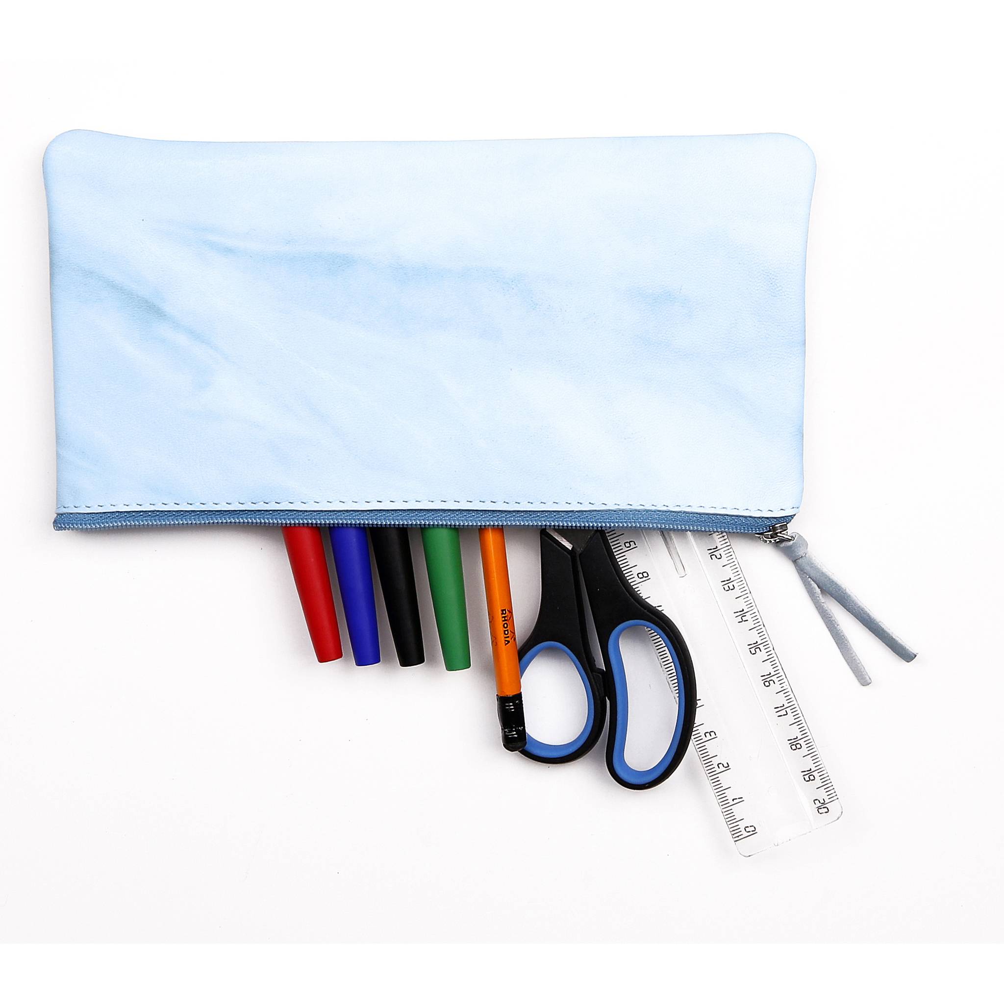 Clairefontaine 4x Flaches Schlampermäppchen 22x11cm Himmelblau 410178C