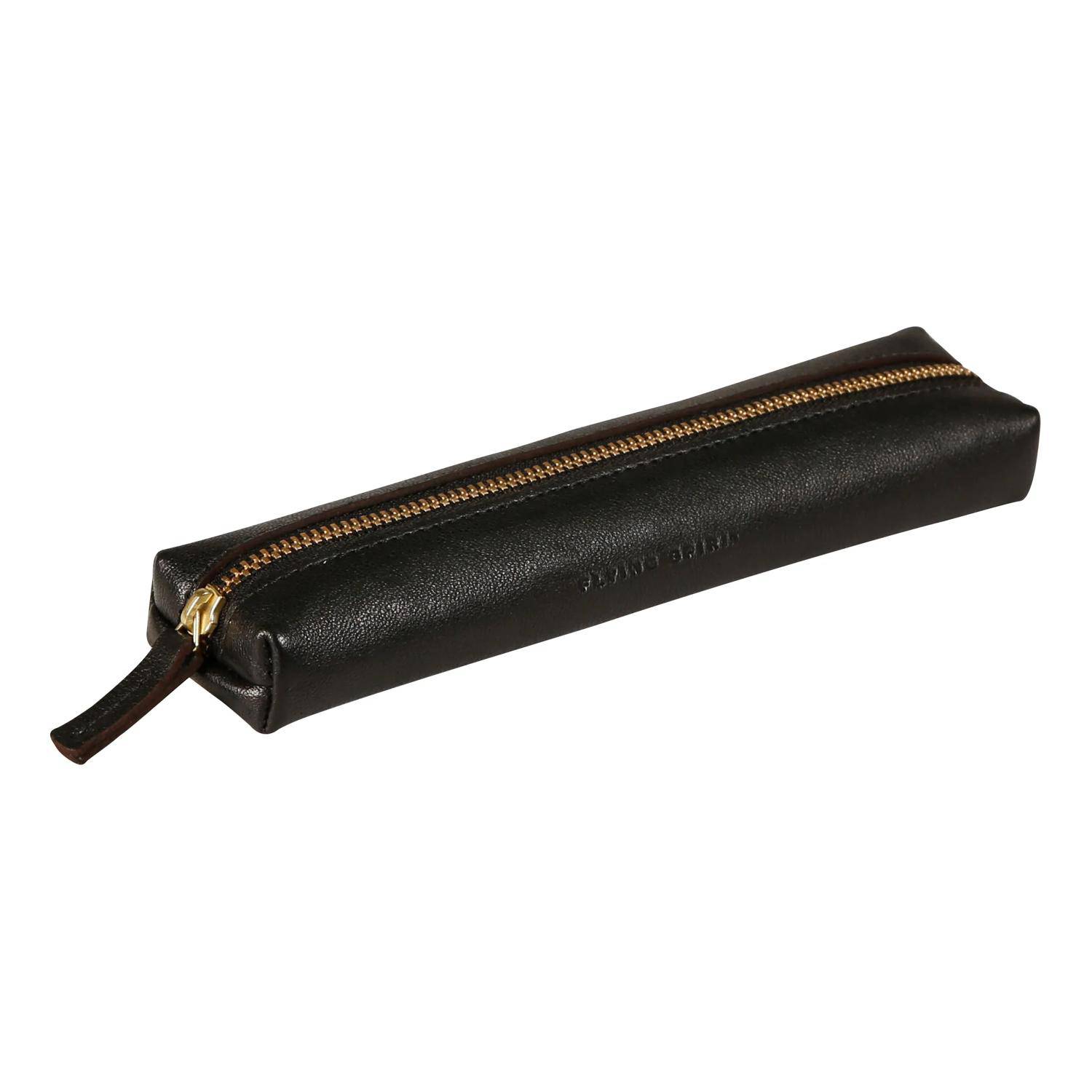 Clairefontaine 8x Schlampermäppchen aus Leder 19,5x2,3cm Schwarz 102511C