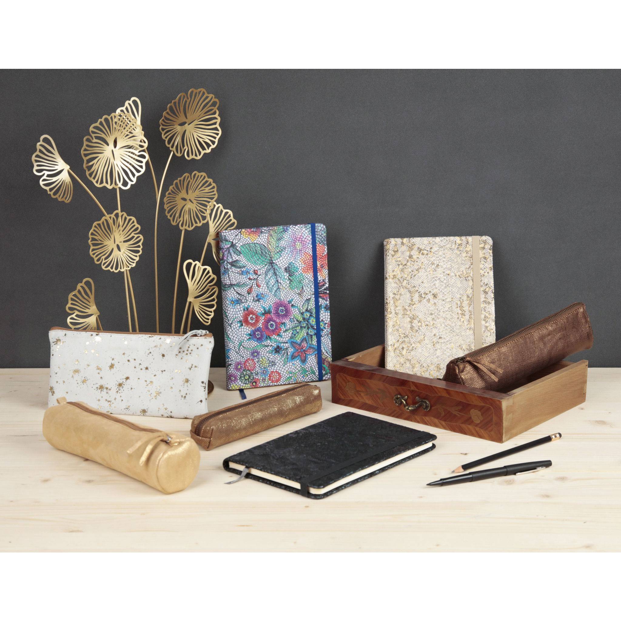 Clairefontaine 4x Céleste, rundes Schlampermäppchen, Disco gold 410028C