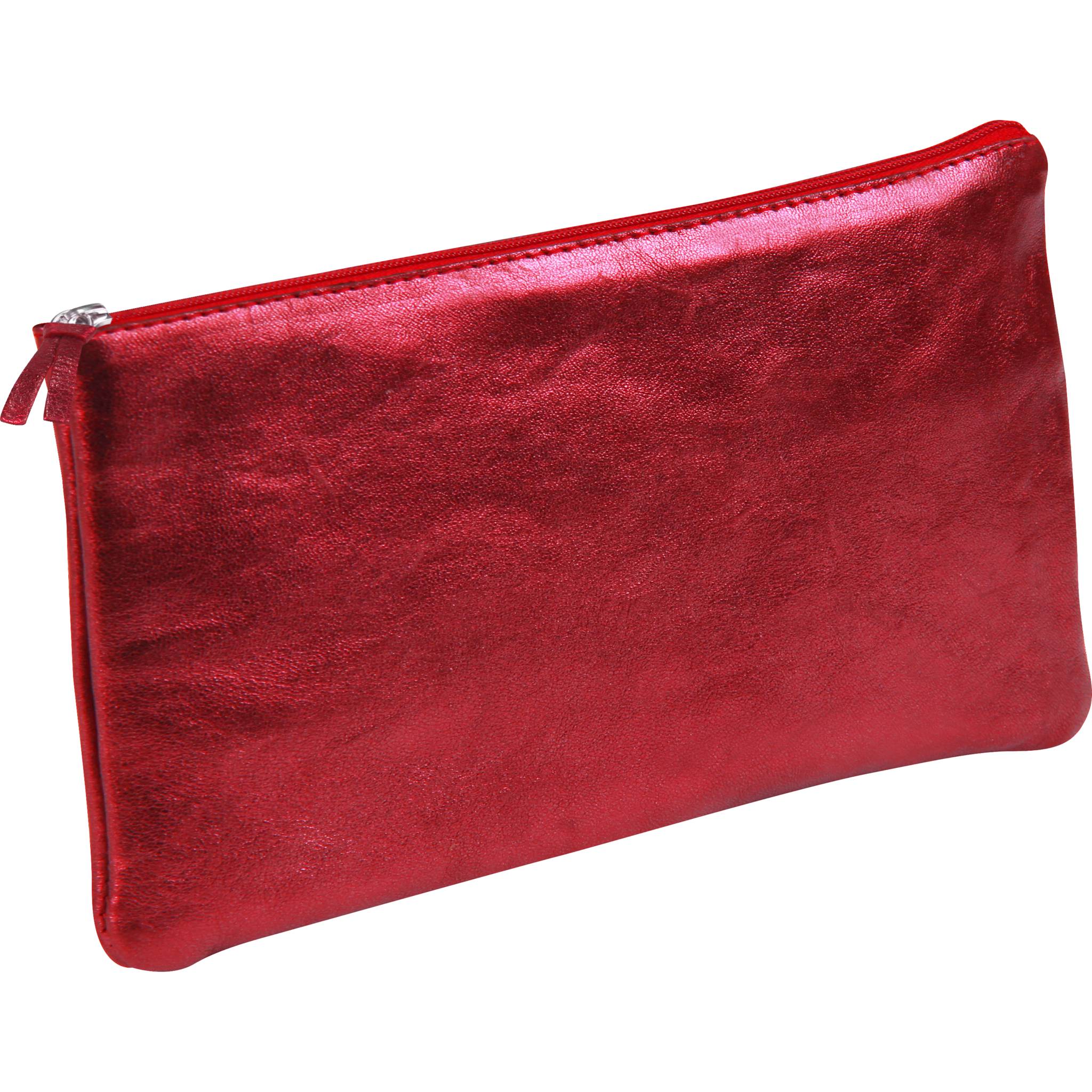 Clairefontaine 4x Schlampermäppchen aus Leder Cuirisé flach 22x11cm - Rot 8714C