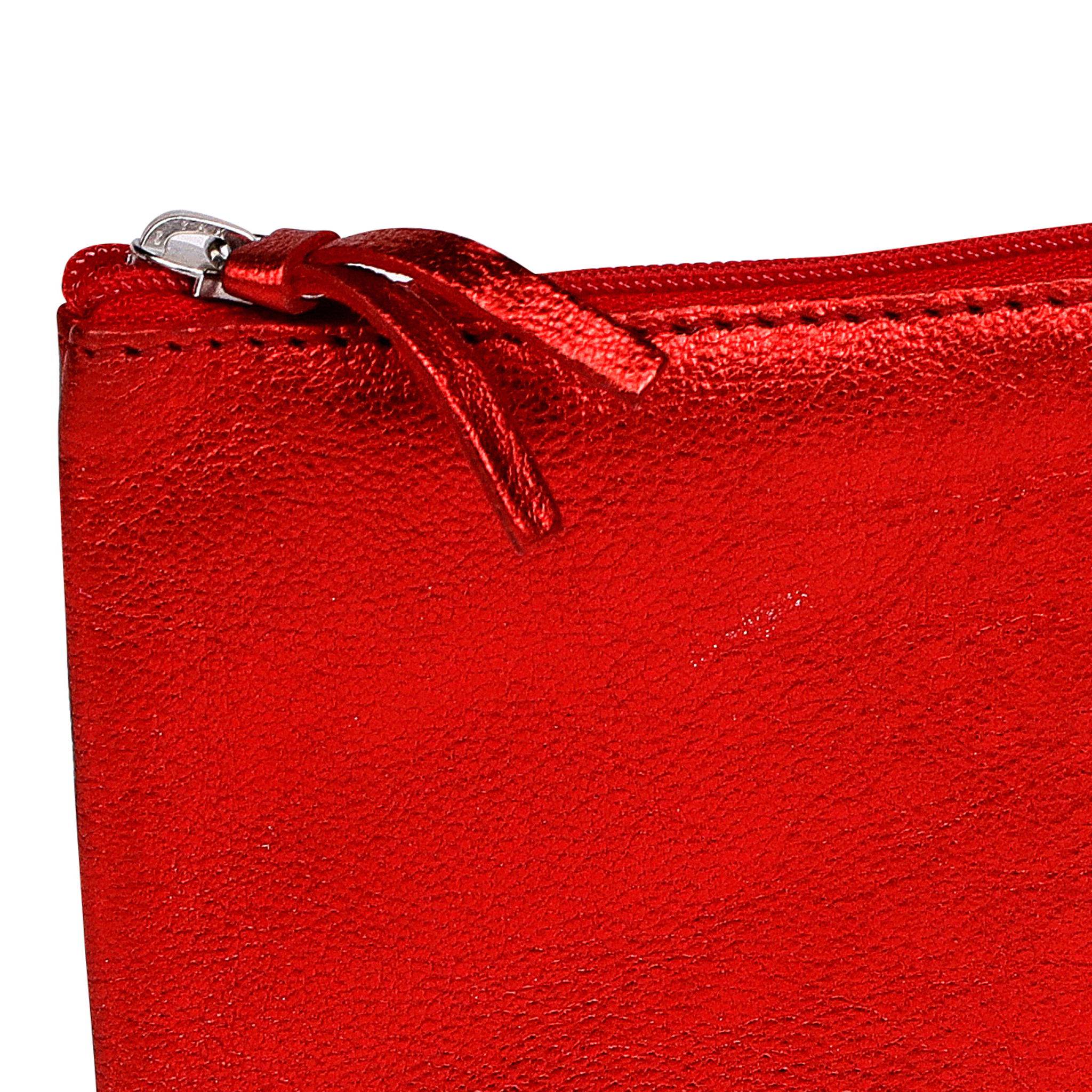 Clairefontaine 4x Schlampermäppchen aus Leder Cuirisé flach 22x11cm - Rot 8714C