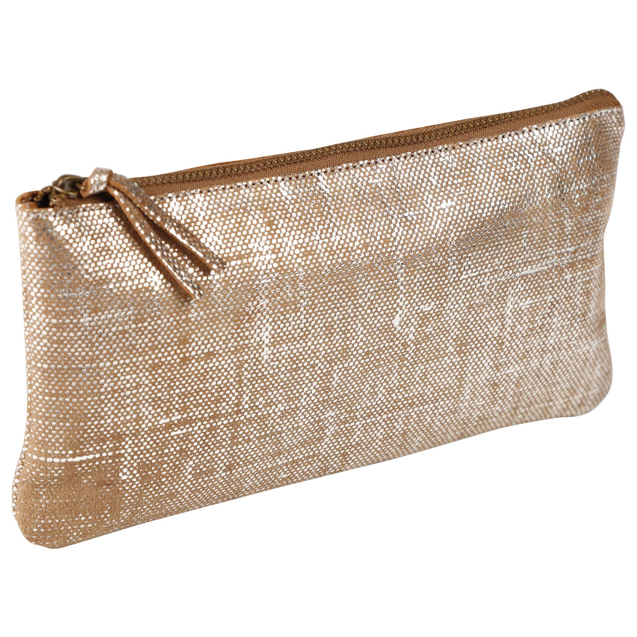 Clairefontaine 4x KLEO-PATHRA Schlampermäppchen Leder flach silber 410038C