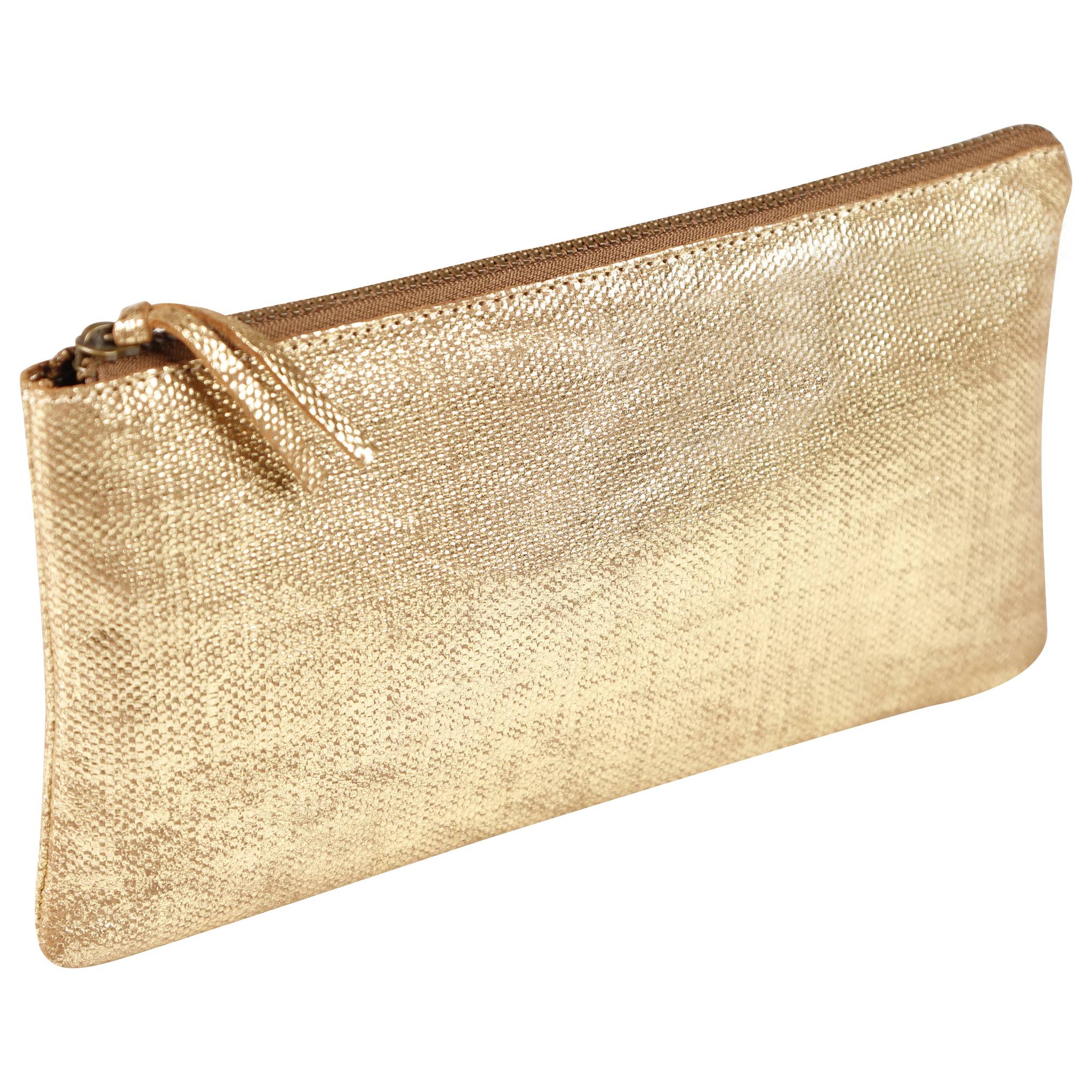 Clairefontaine 4x KLEO-PATHRA Schlampermäppchen Leder flach 22x11cm gold 410037C