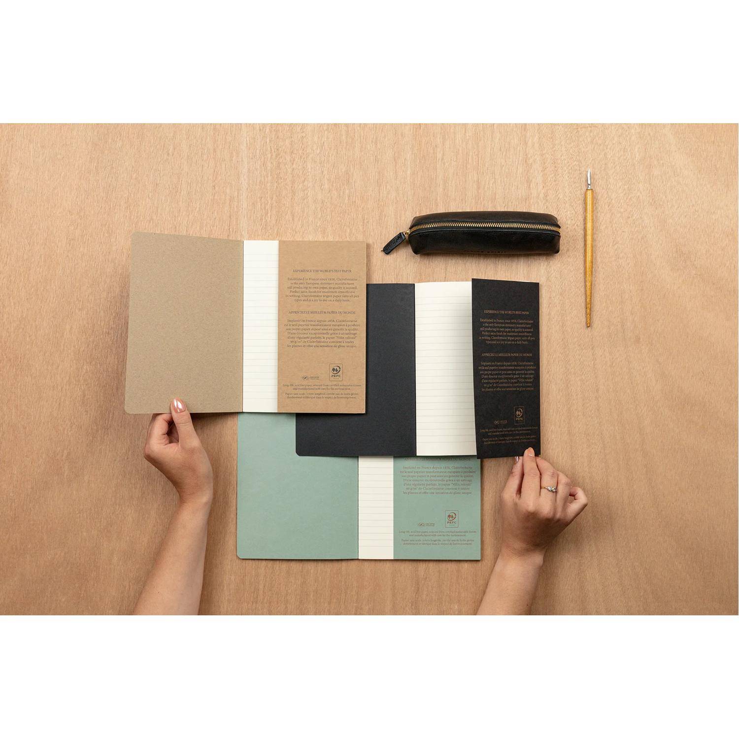 Clairefontaine 5x Notizbuch A5 14,8x21cm, 48 Bl liniert, 90g Graugrün 107536C