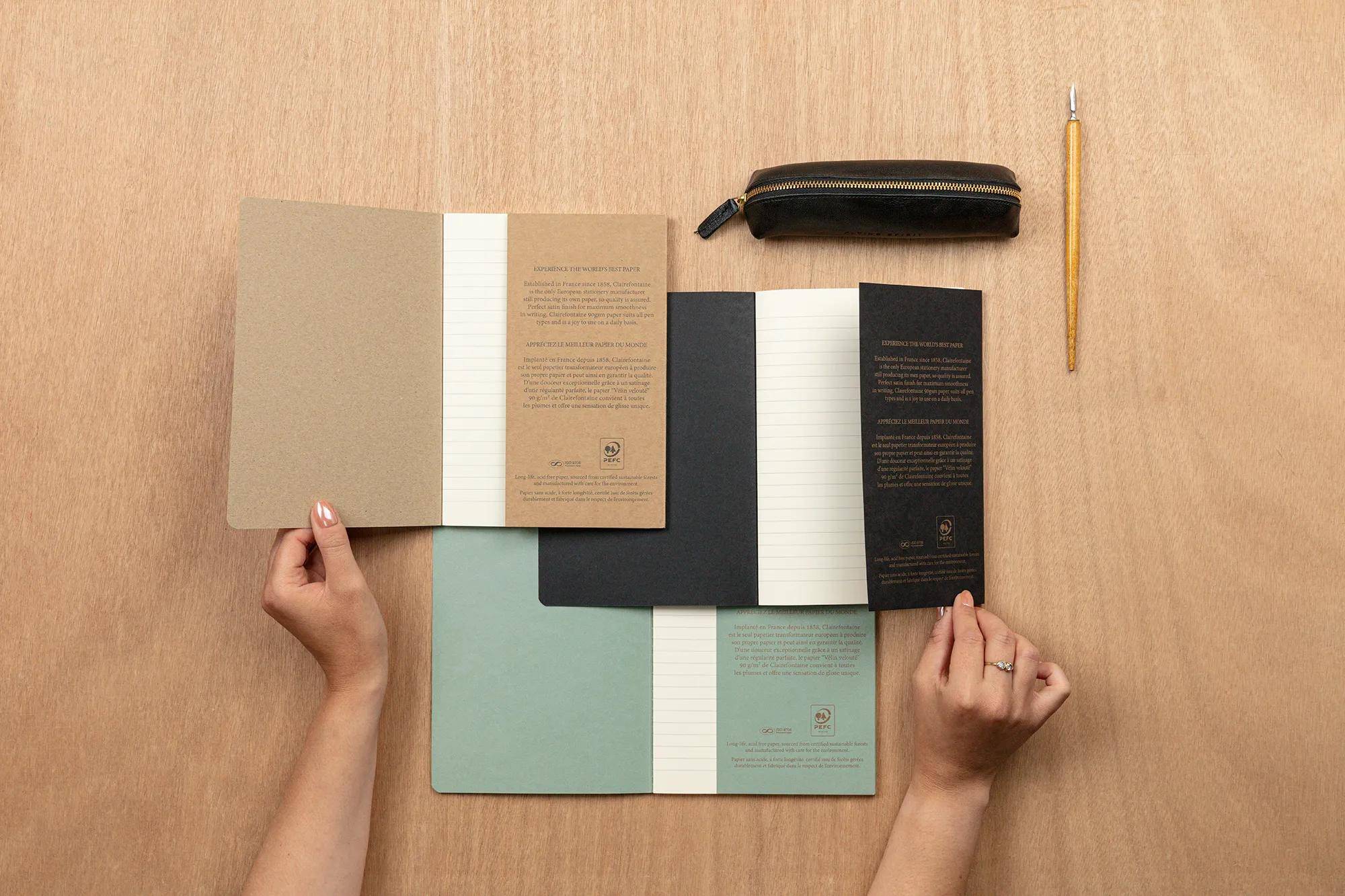 Clairefontaine 5x Notizbuch A5 14,8x21cm, 48 Bl liniert, 90g Graugrün 107536C