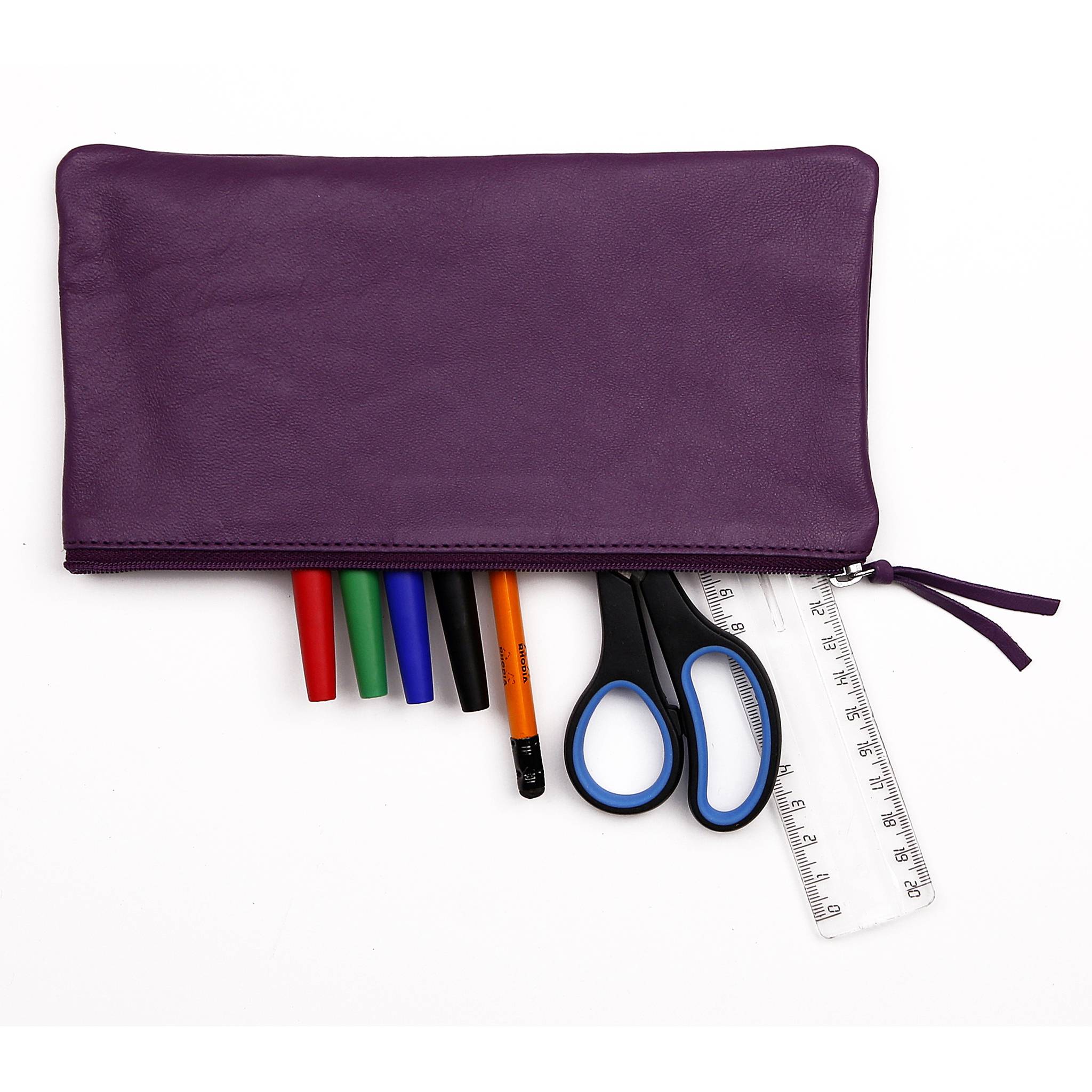 Clairefontaine 4x Flaches Schlampermäppchen Leder 22x11cm violett 410169C