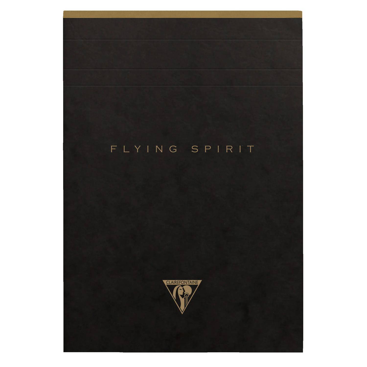 Schwarzer Notizbucheinband mit dem Titel „FLYING SPIRIT